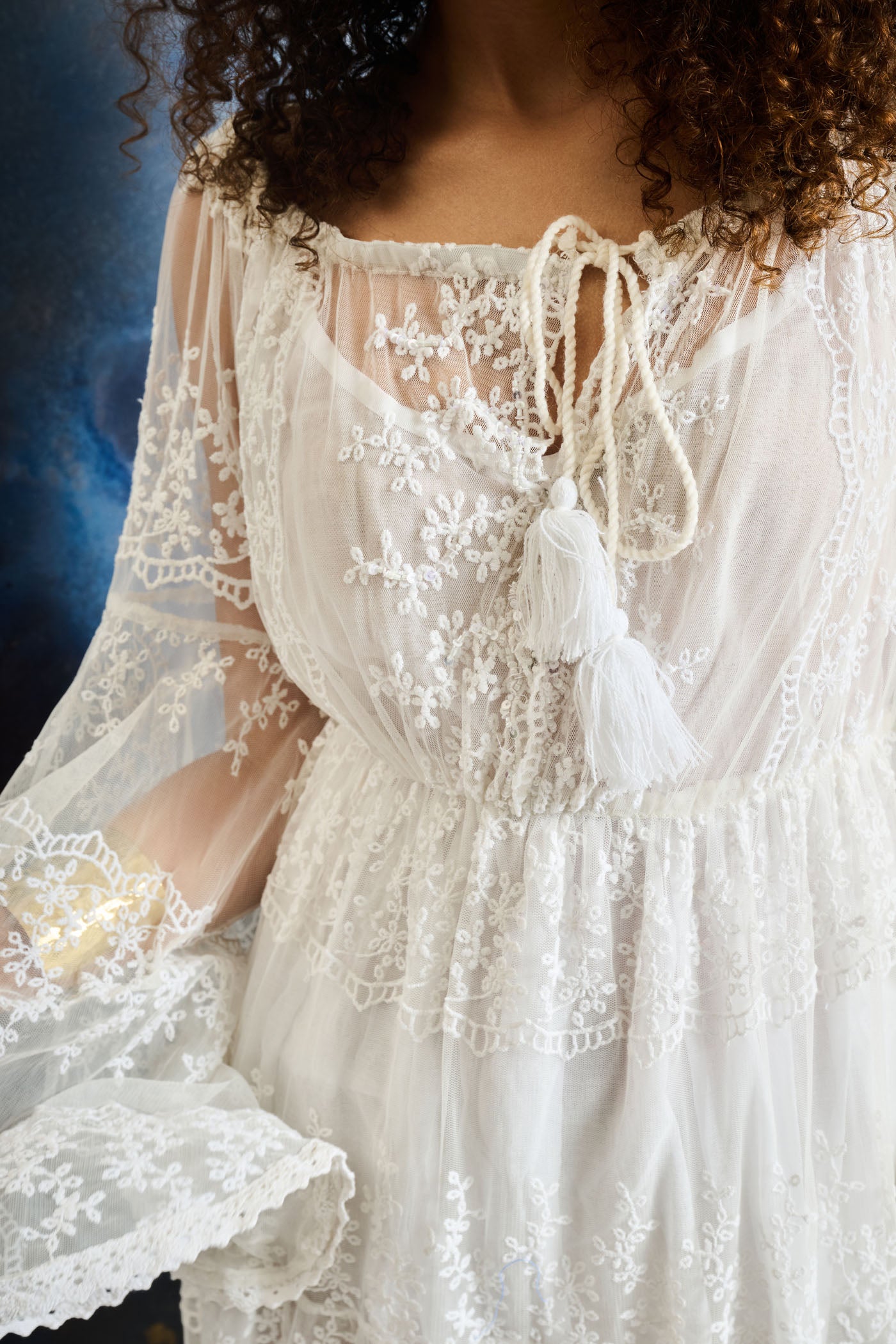 HINA KHAN In Desert Rose Bell Sleeve Mini Dress