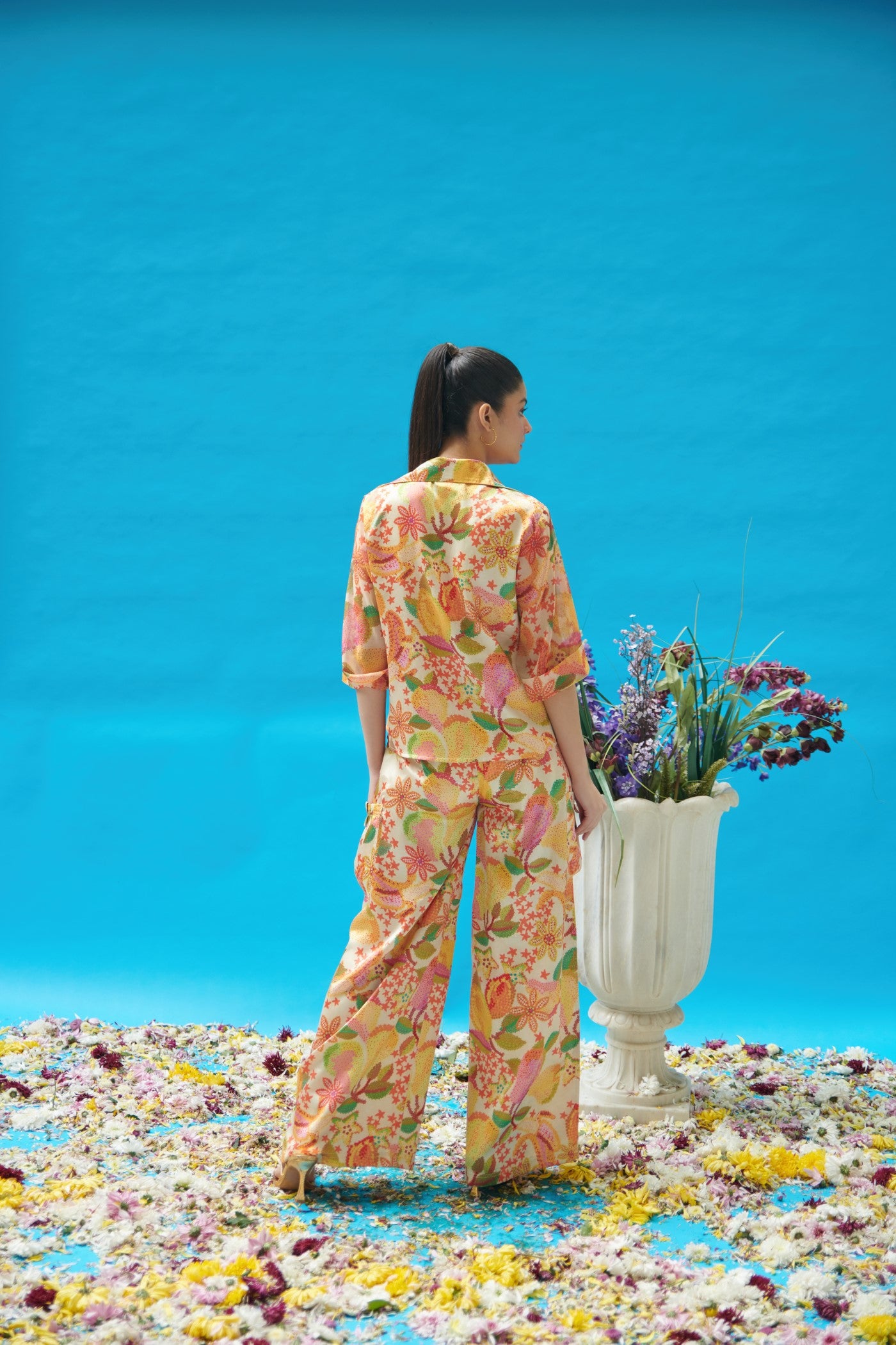 Yellow Printed Cargo Pants