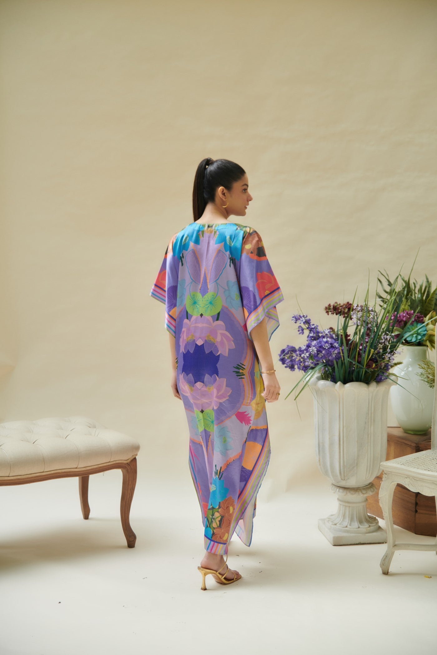 Purple Printed Long Kaftan