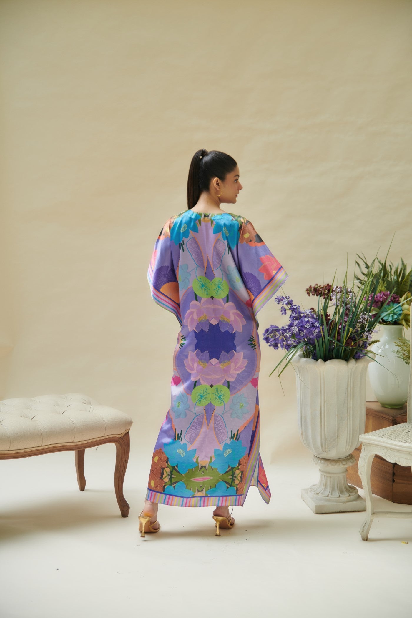 Purple Printed Long Kaftan