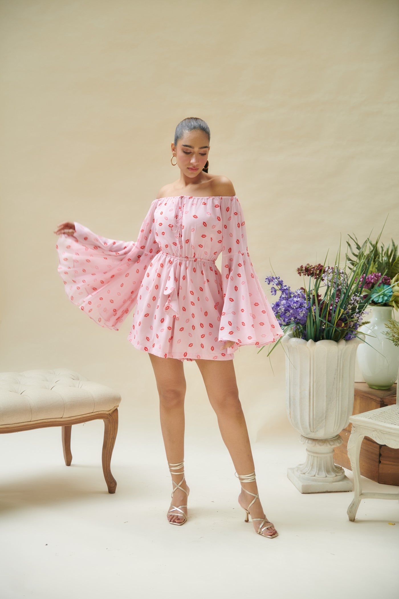 Pink Kiss Printed Playsuit