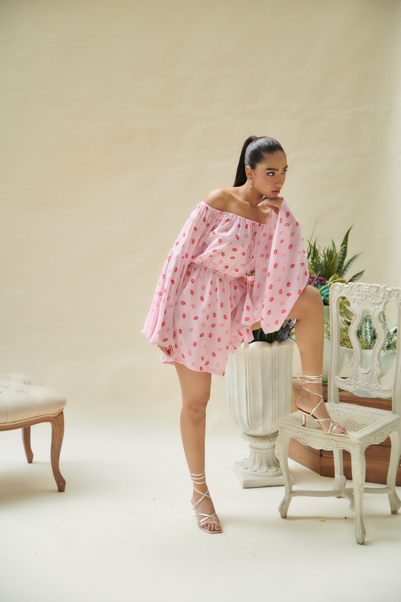 Pink Kiss Printed Playsuit