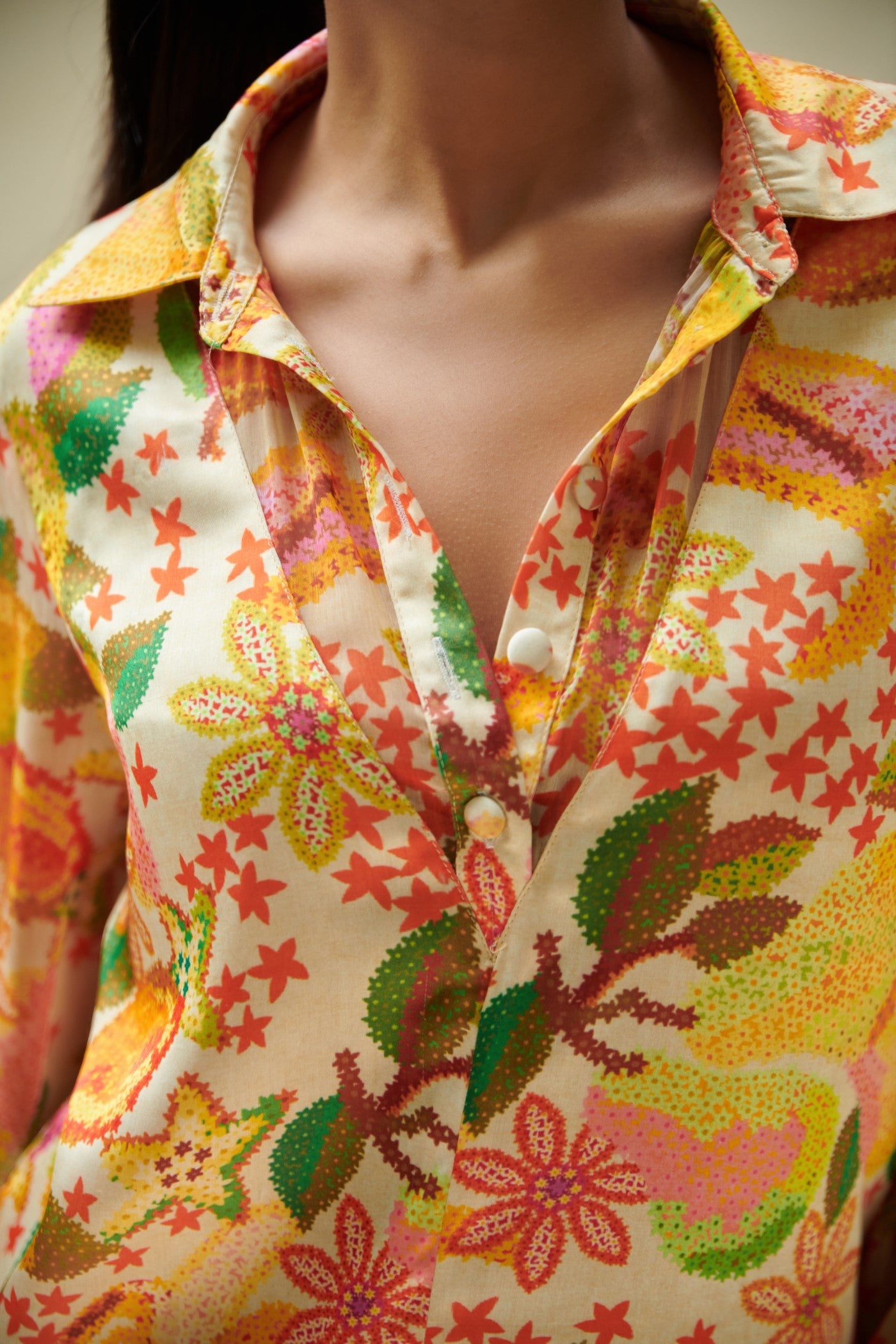 Yellow Pear Printed Shirt Dress