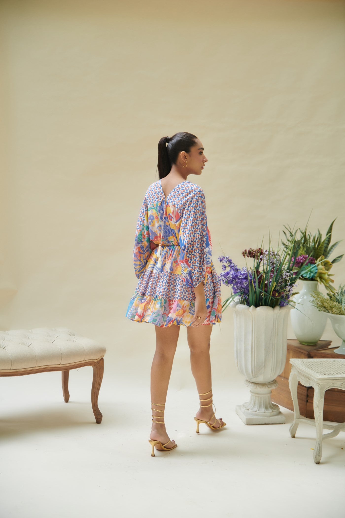 Dipti Dhillion In Multicolor Printed Drop Shoulder Mini Dress