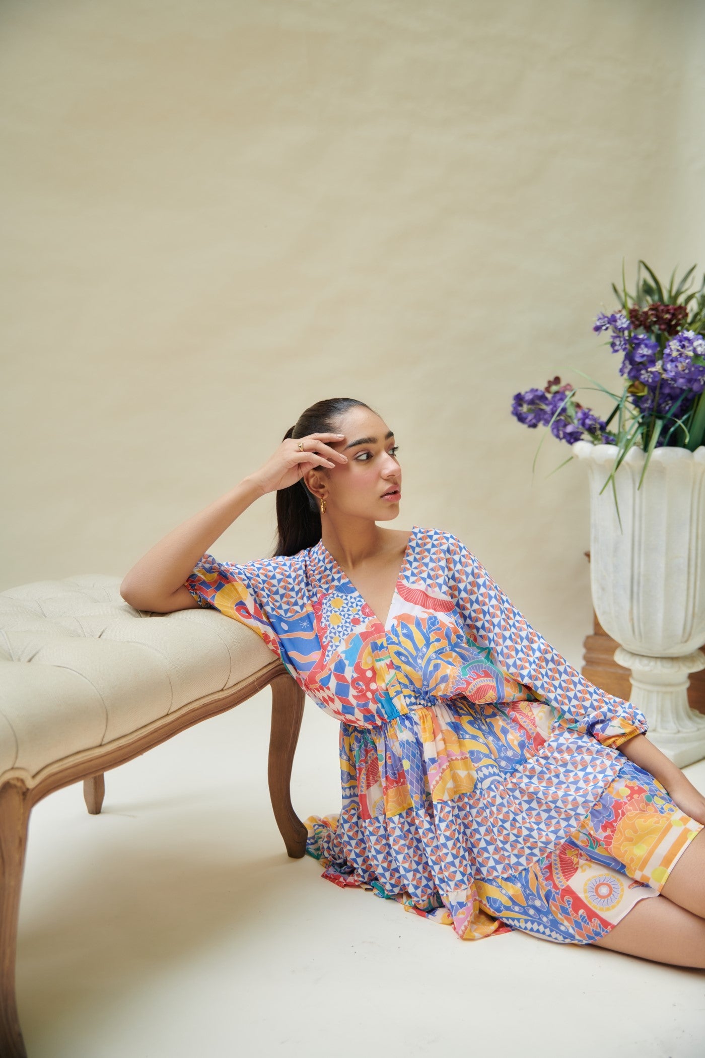 Dipti Dhillion In Multicolor Printed Drop Shoulder Mini Dress