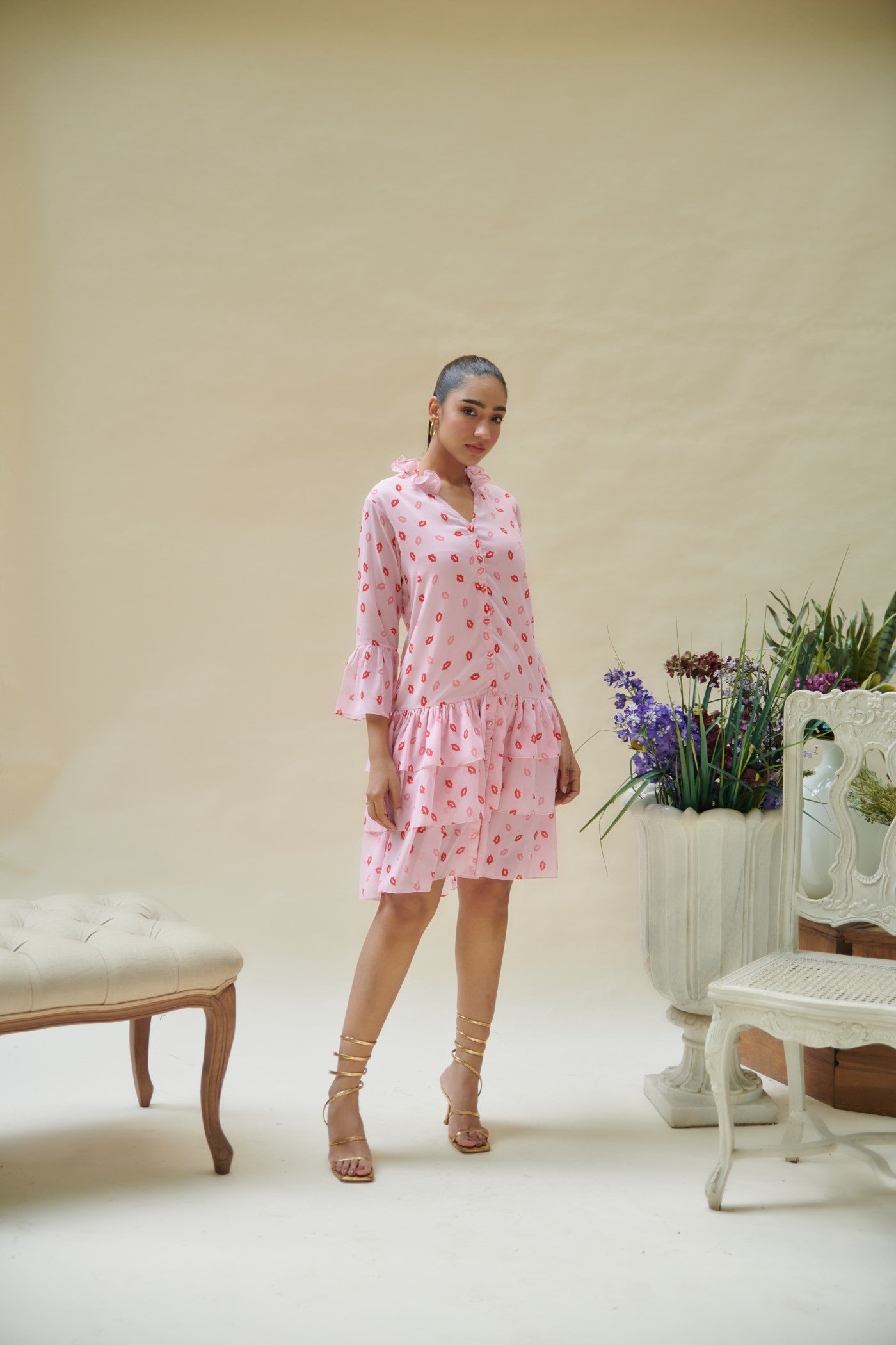 Kiss Printed 3 Tier Shirt Dress