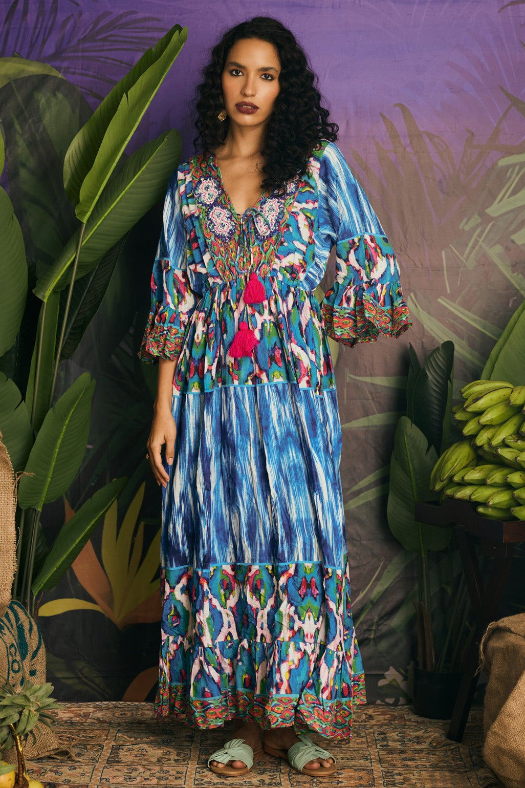 EMBROIDERED HORIZON IKAT MAXI