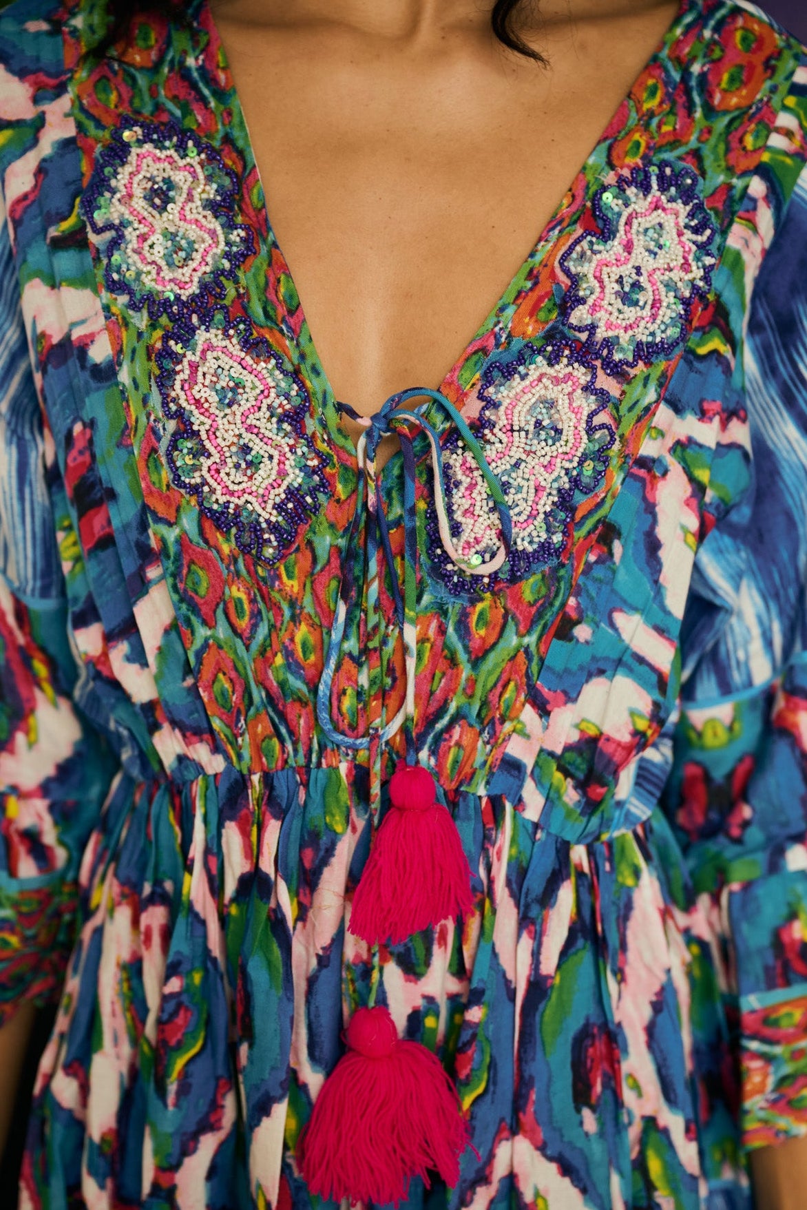 EMBROIDERED HORIZON IKAT MAXI