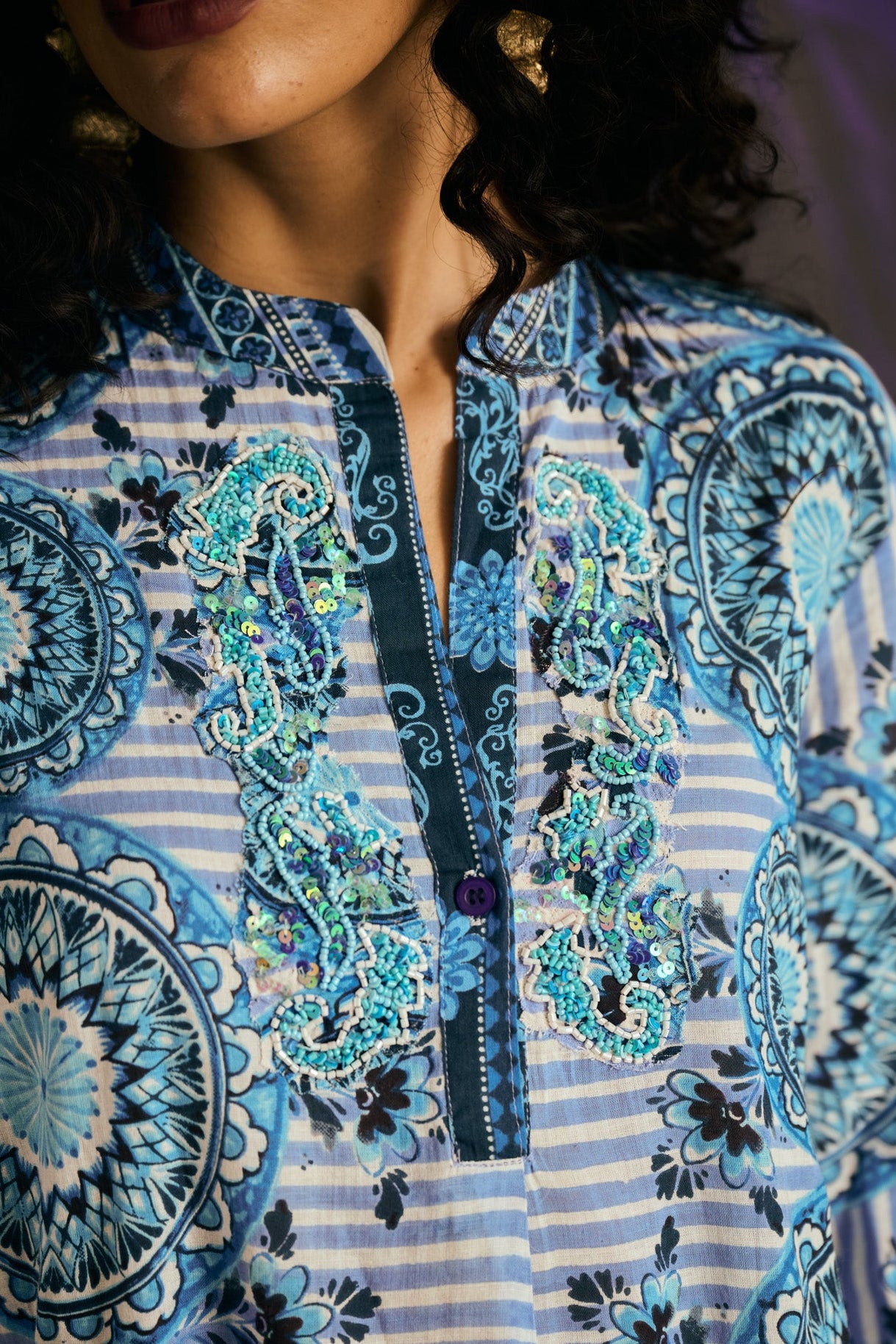 EMBROIDERED HORIZON IKAT MAXI