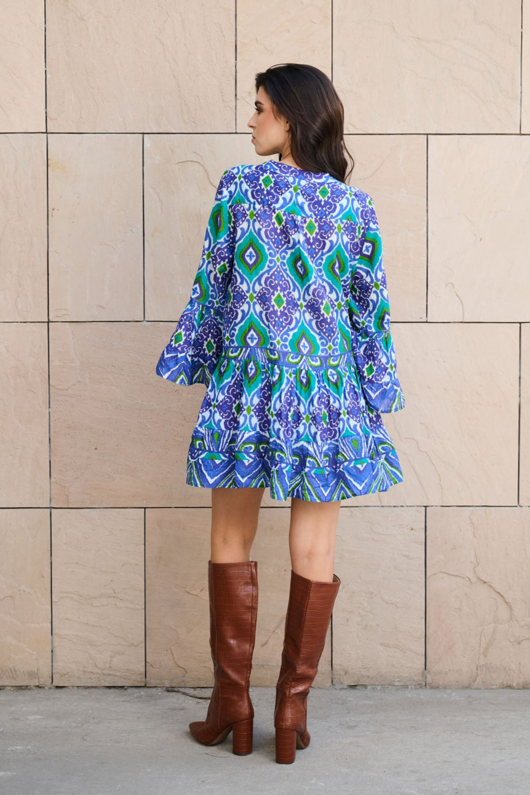 Blue Fern Embroidered Mini