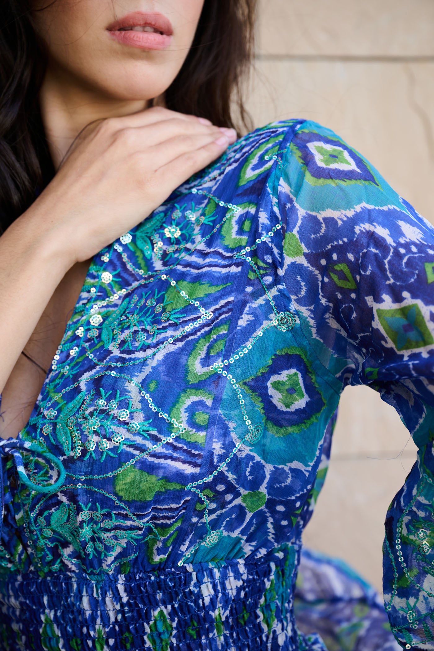 Avika Ghor In Blue Cascade Tail Dress