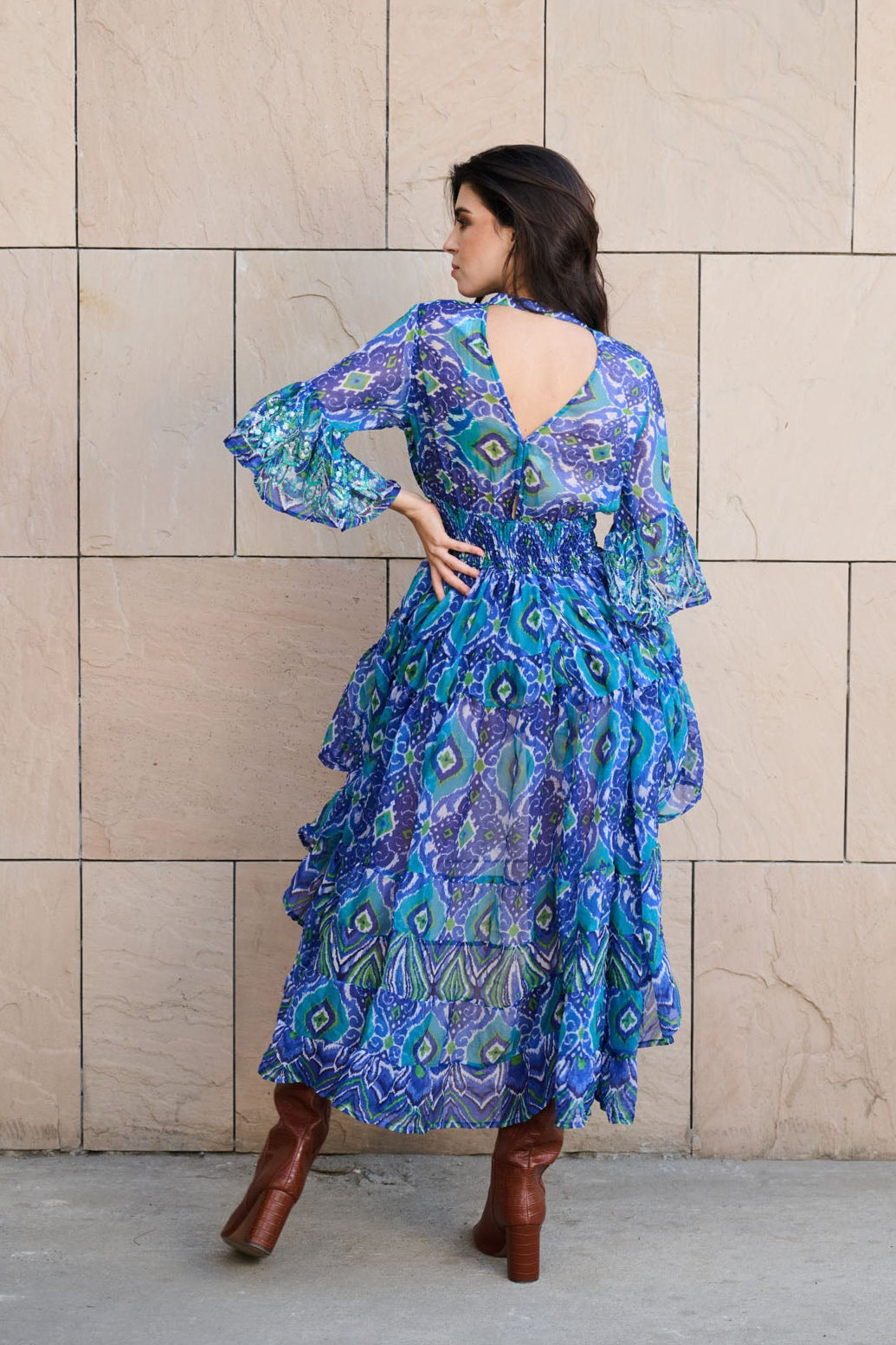 Avika Ghor In Blue Cascade Tail Dress