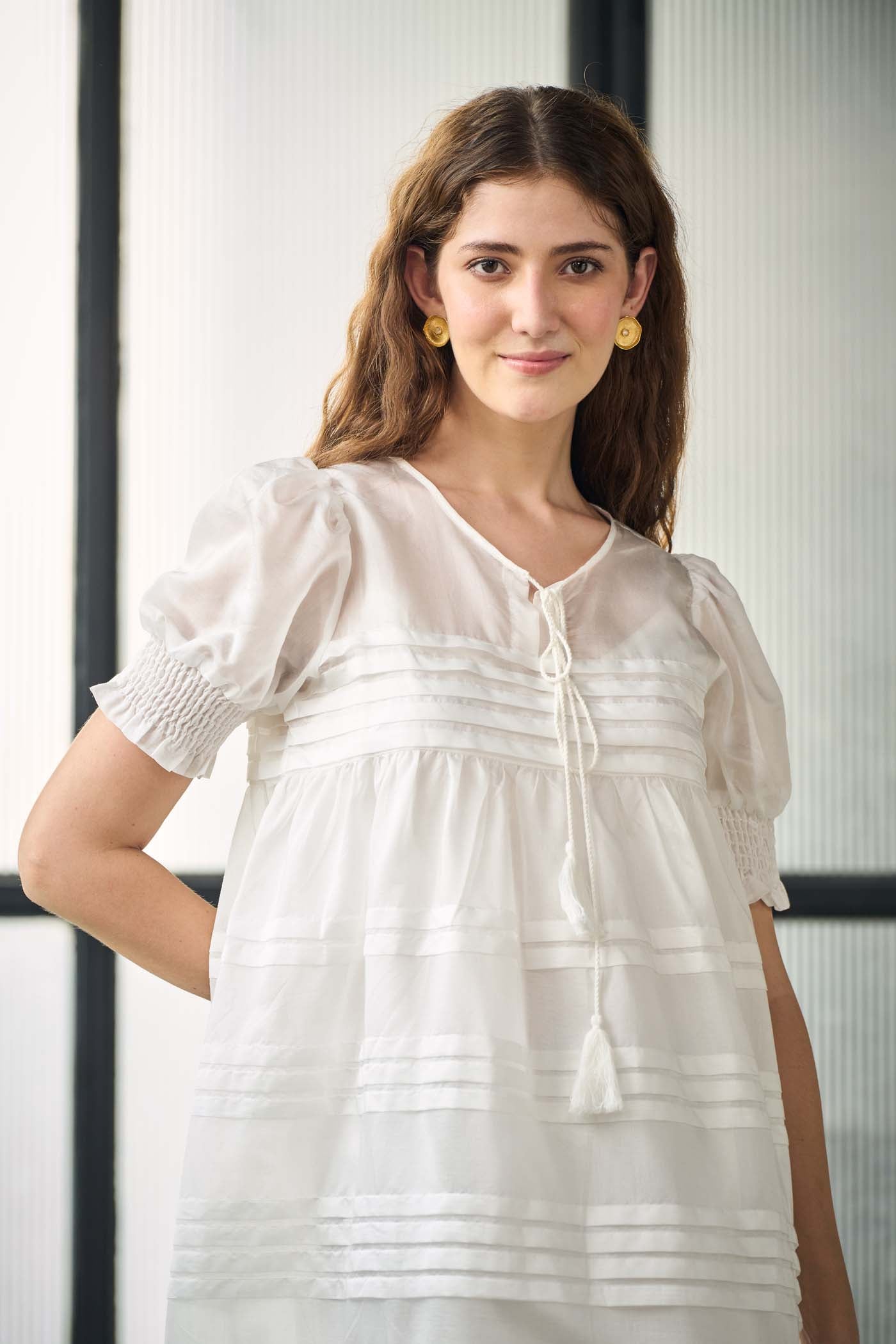 White Round-Neck Fit & Flare Dress