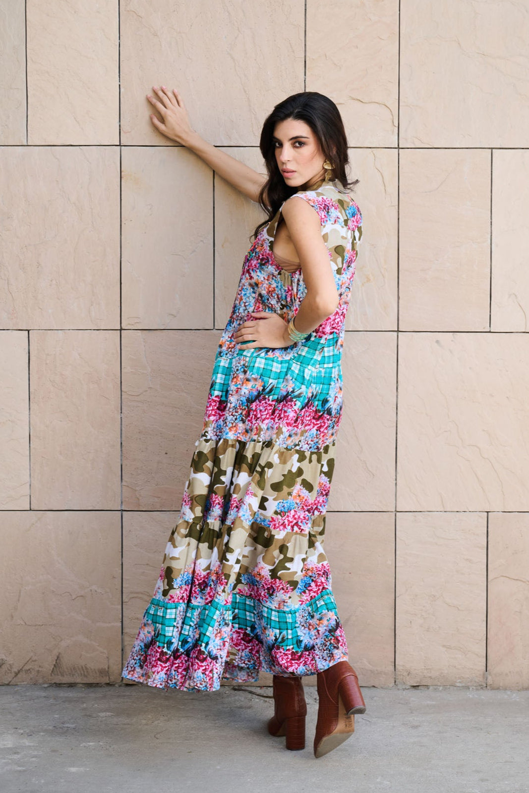 Tropical Serenity Embroidered Sleevless Dress