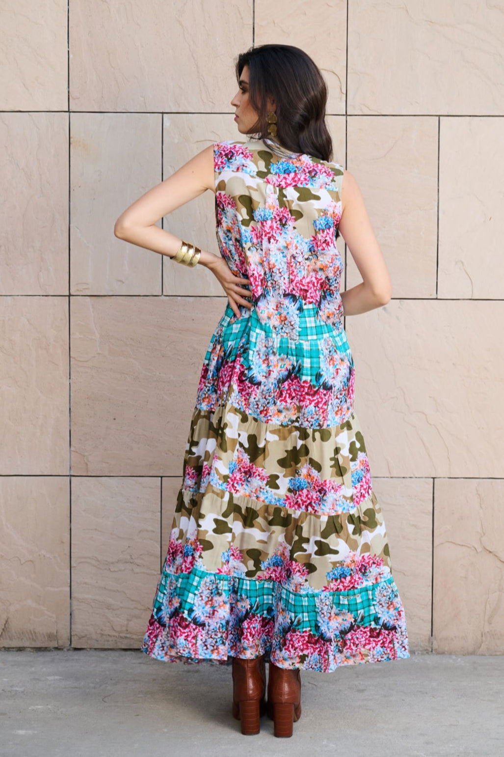 Tropical Serenity Embroidered Sleevless Dress