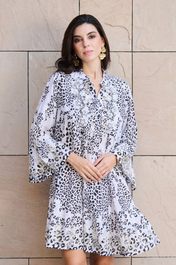 Cheetah Cove Embroidered Dress