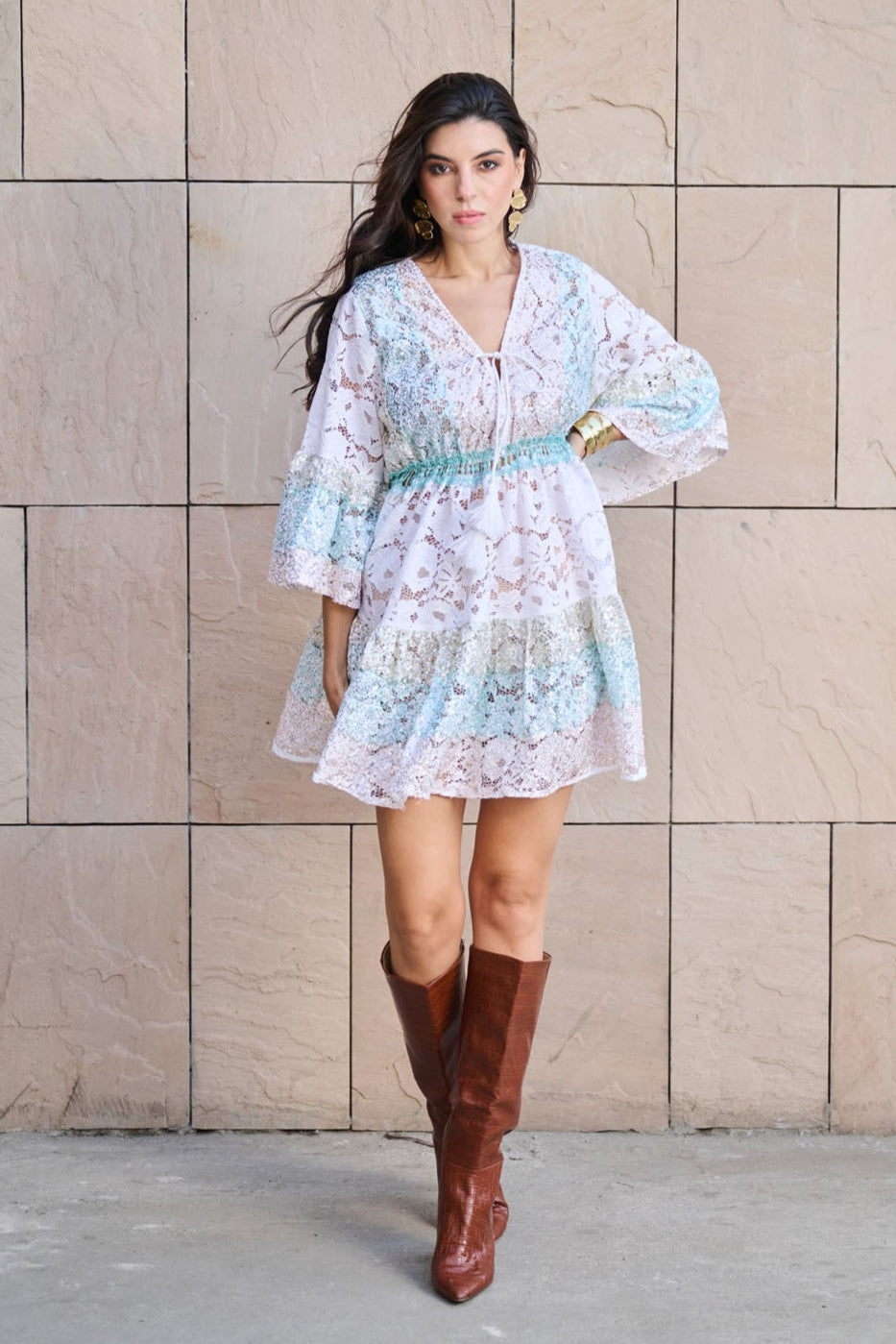 Starlit Lace Mini Dress