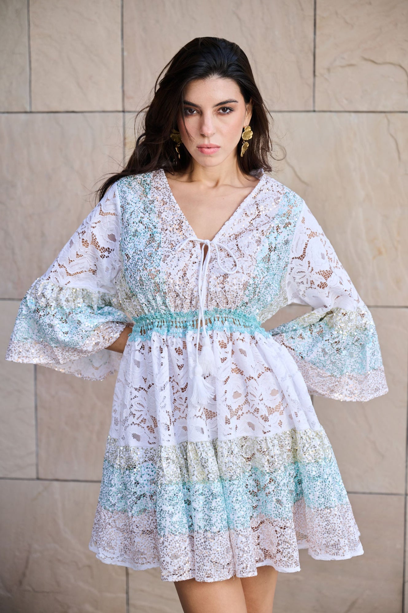 Starlit Lace Mini Dress