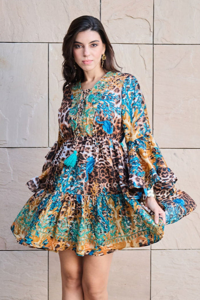 Lepoard Grace V Neckline Mini