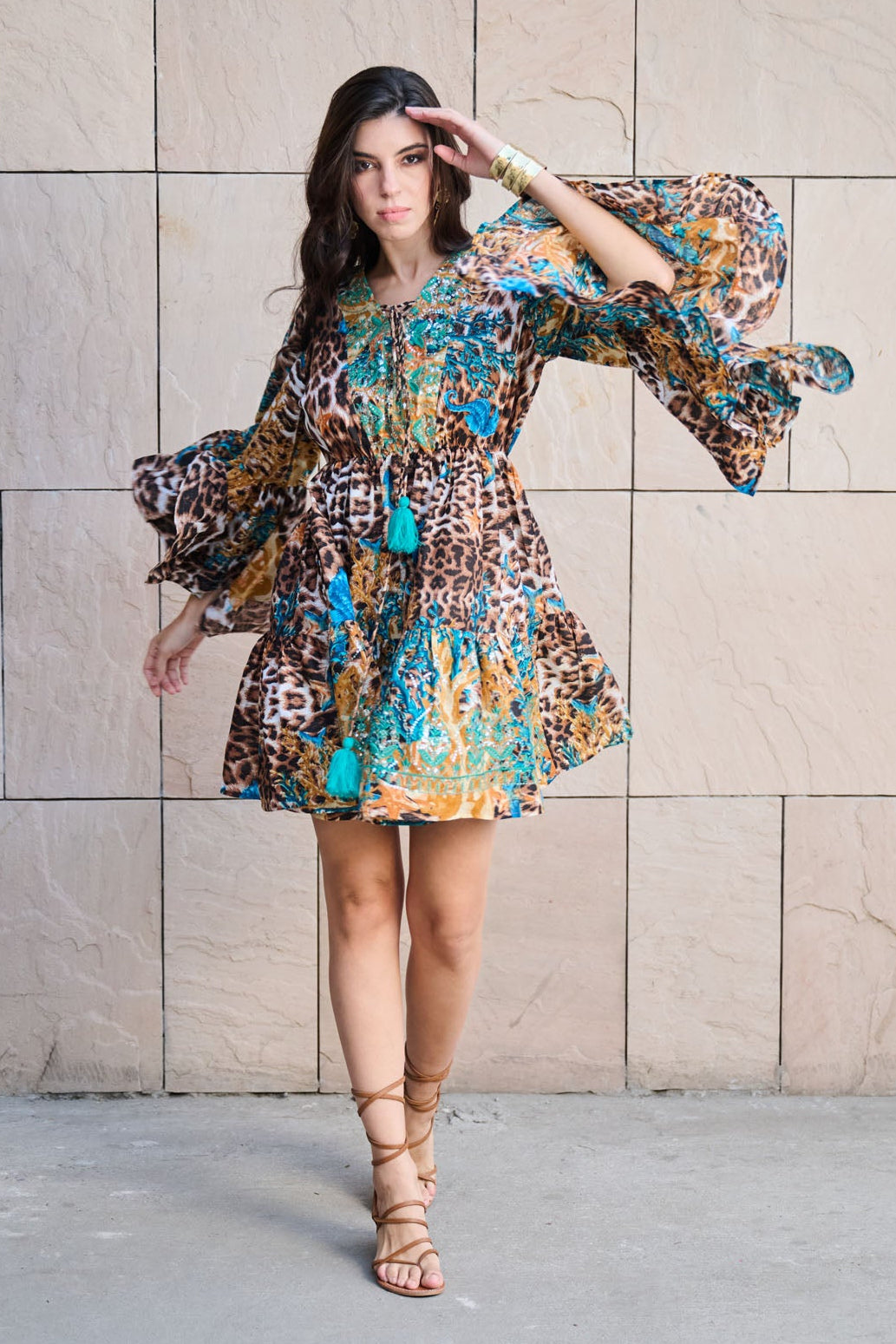 Lepoard Grace V Neckline Mini