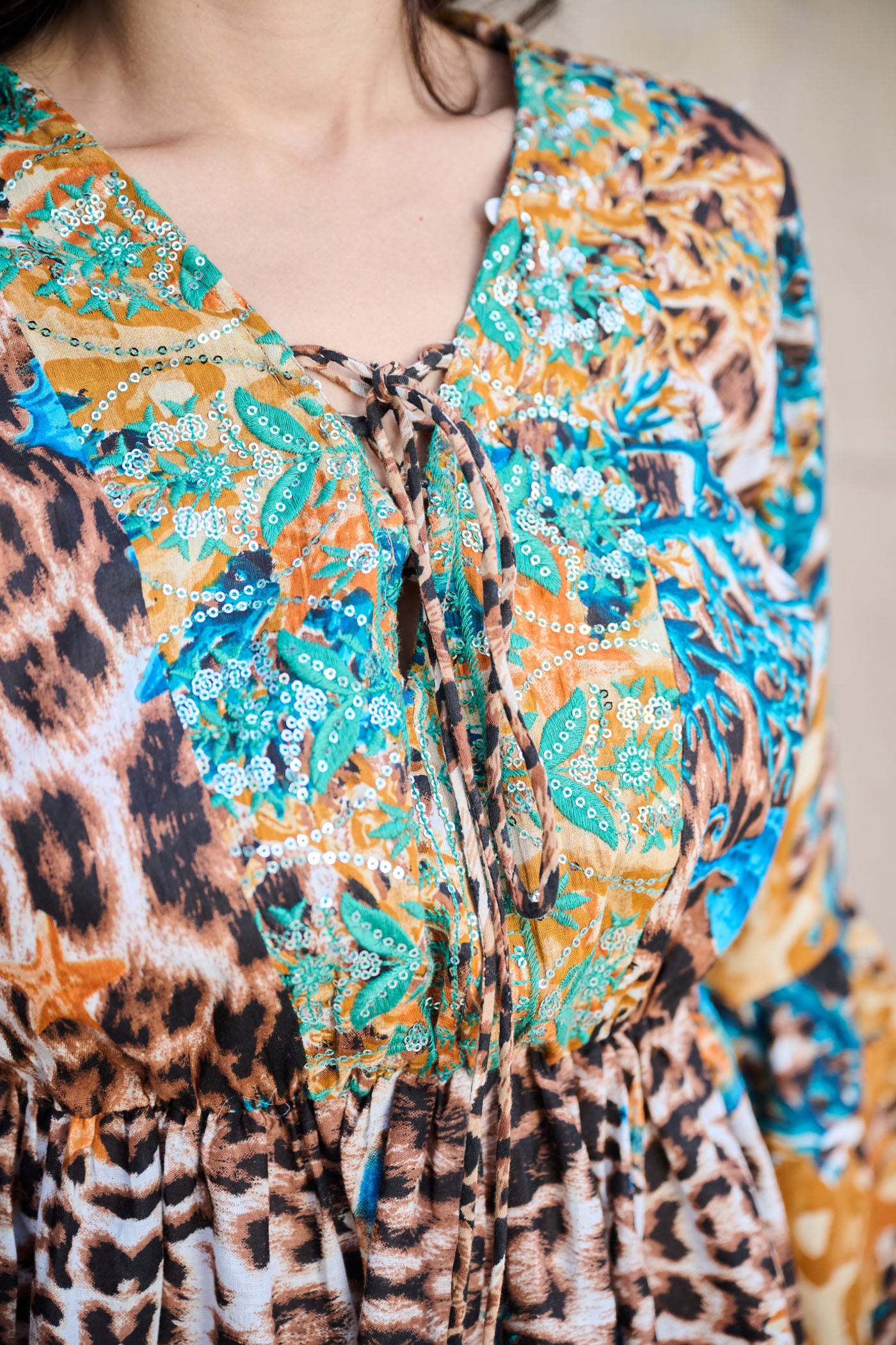 Lepoard Grace V Neckline Mini