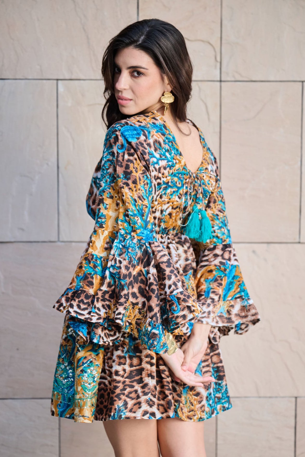 Lepoard Grace V Neckline Mini