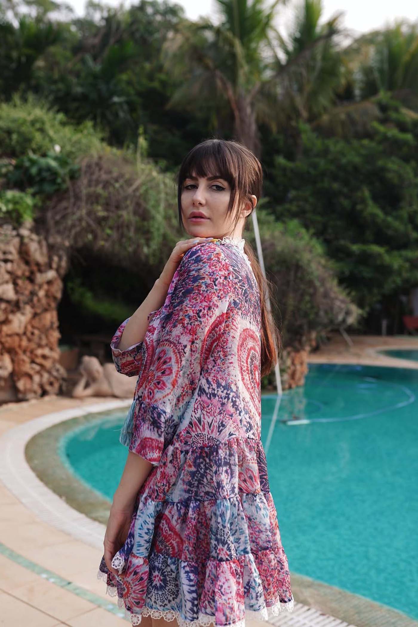 Giorgia Andriani In v neck tier dress