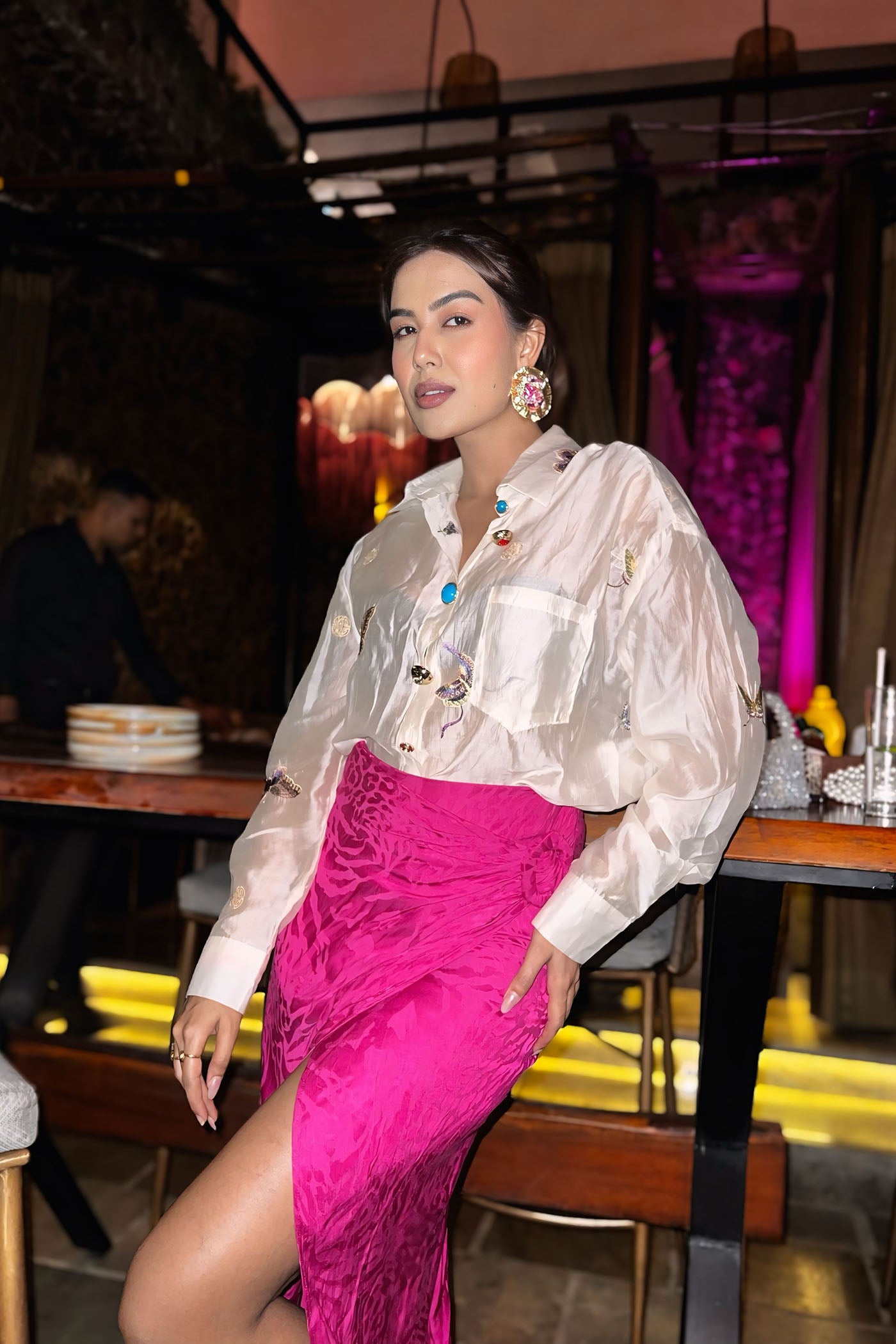 Yashasvi Shrivastava In Butterfly embroidered breeze shirt