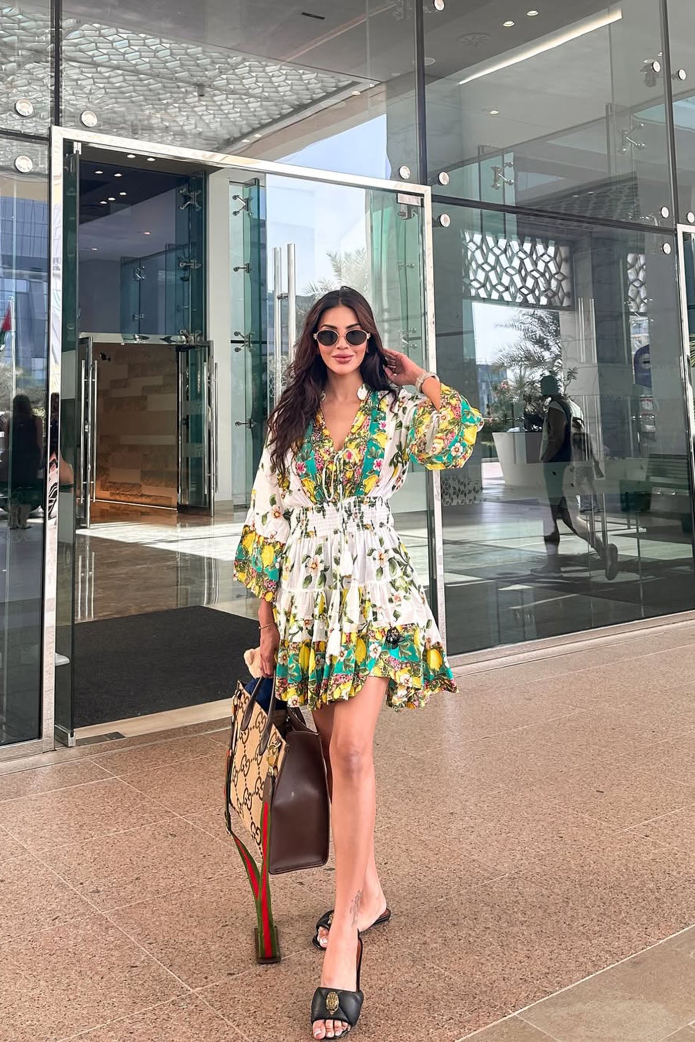 Ankita Rai In Tropical Luxe Embroidered Mini Dress