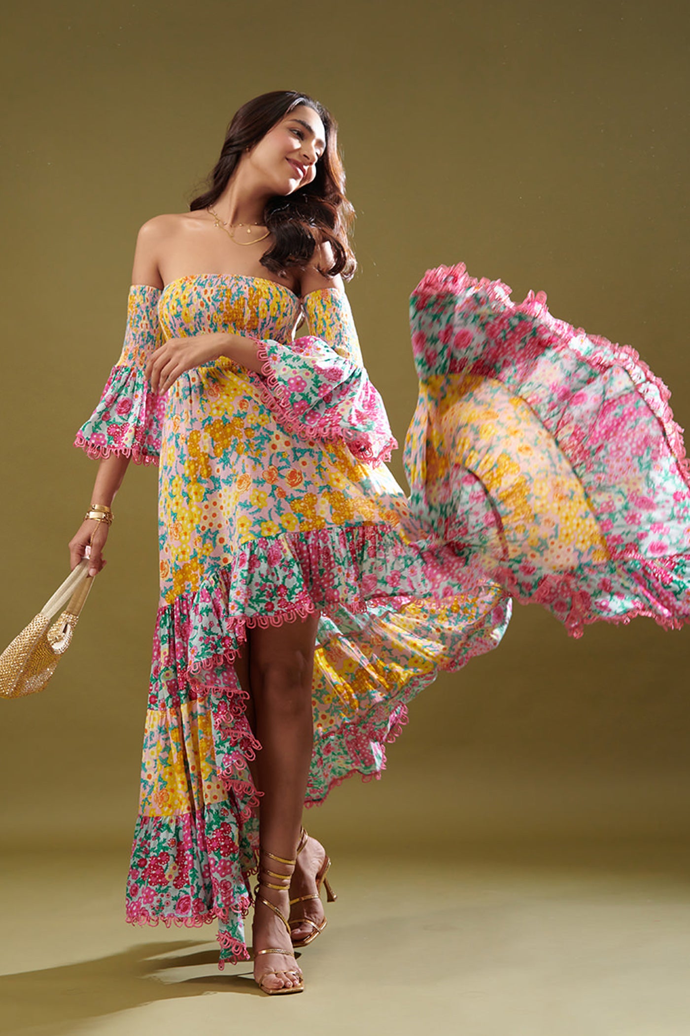 Fenil Umrigar In Off Shoulder High Low Dress