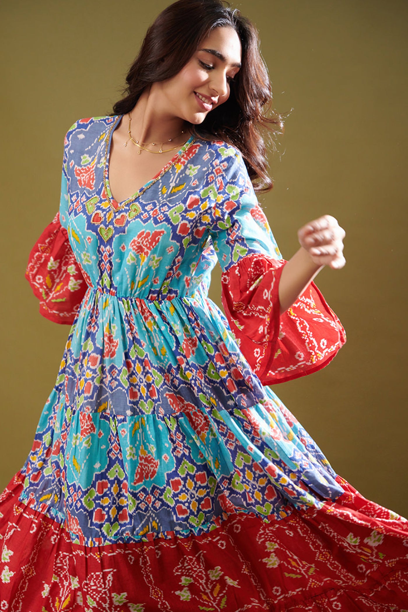 Cotton printed maxi dress