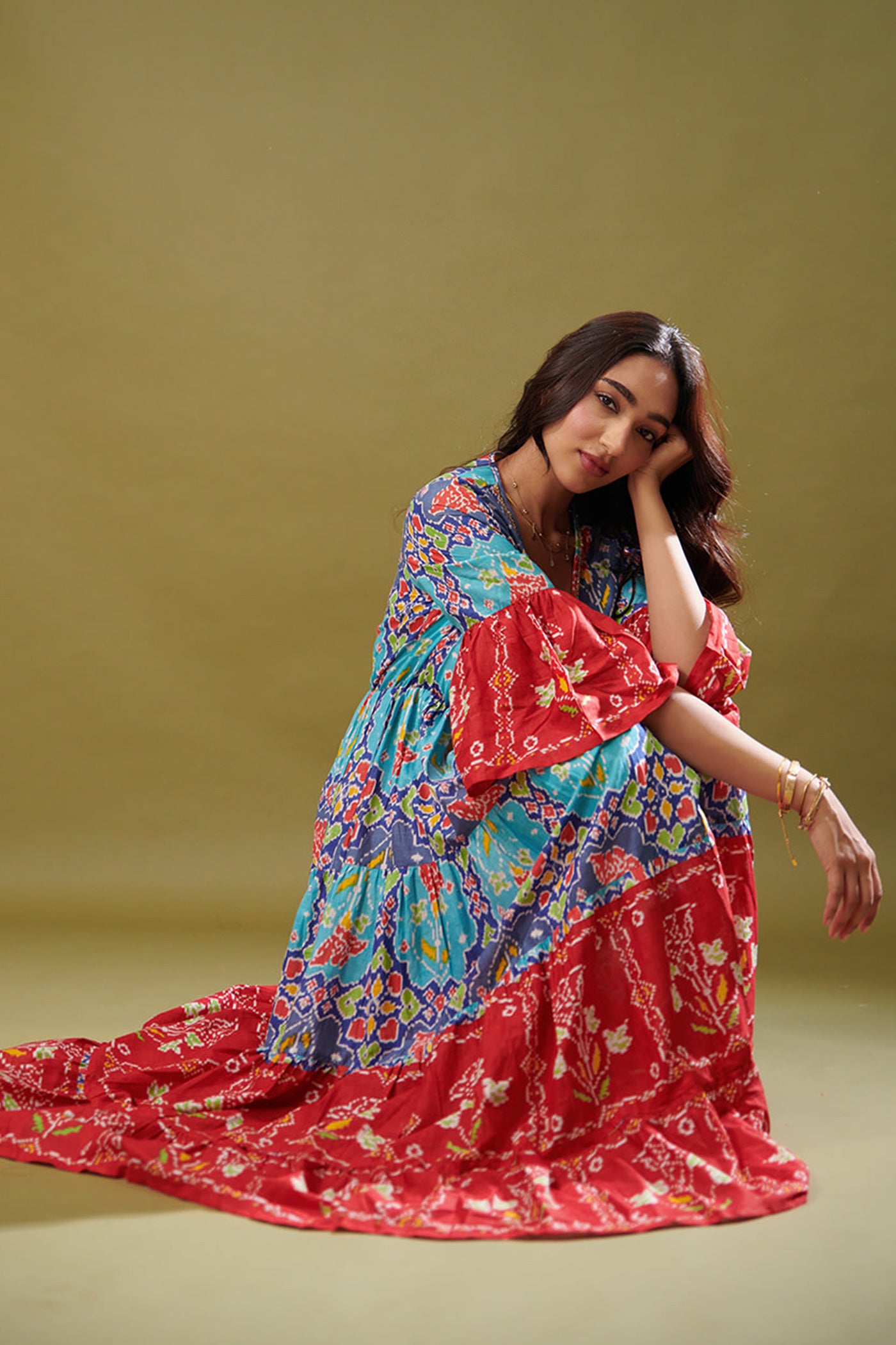 Cotton printed maxi dress