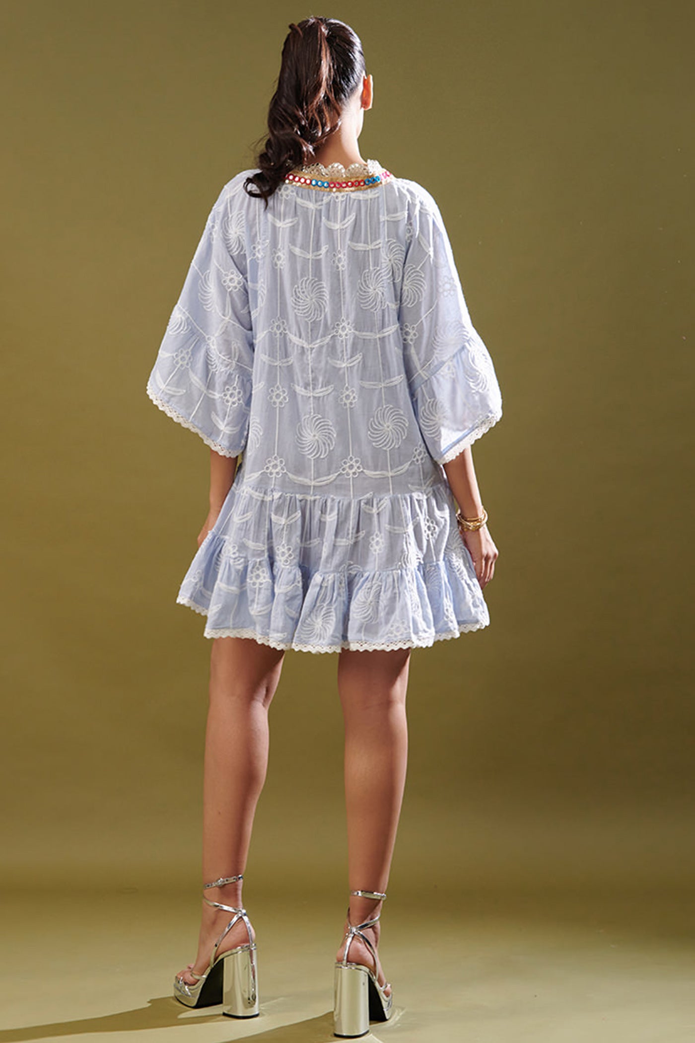 Short Embroidered Boxy Dress