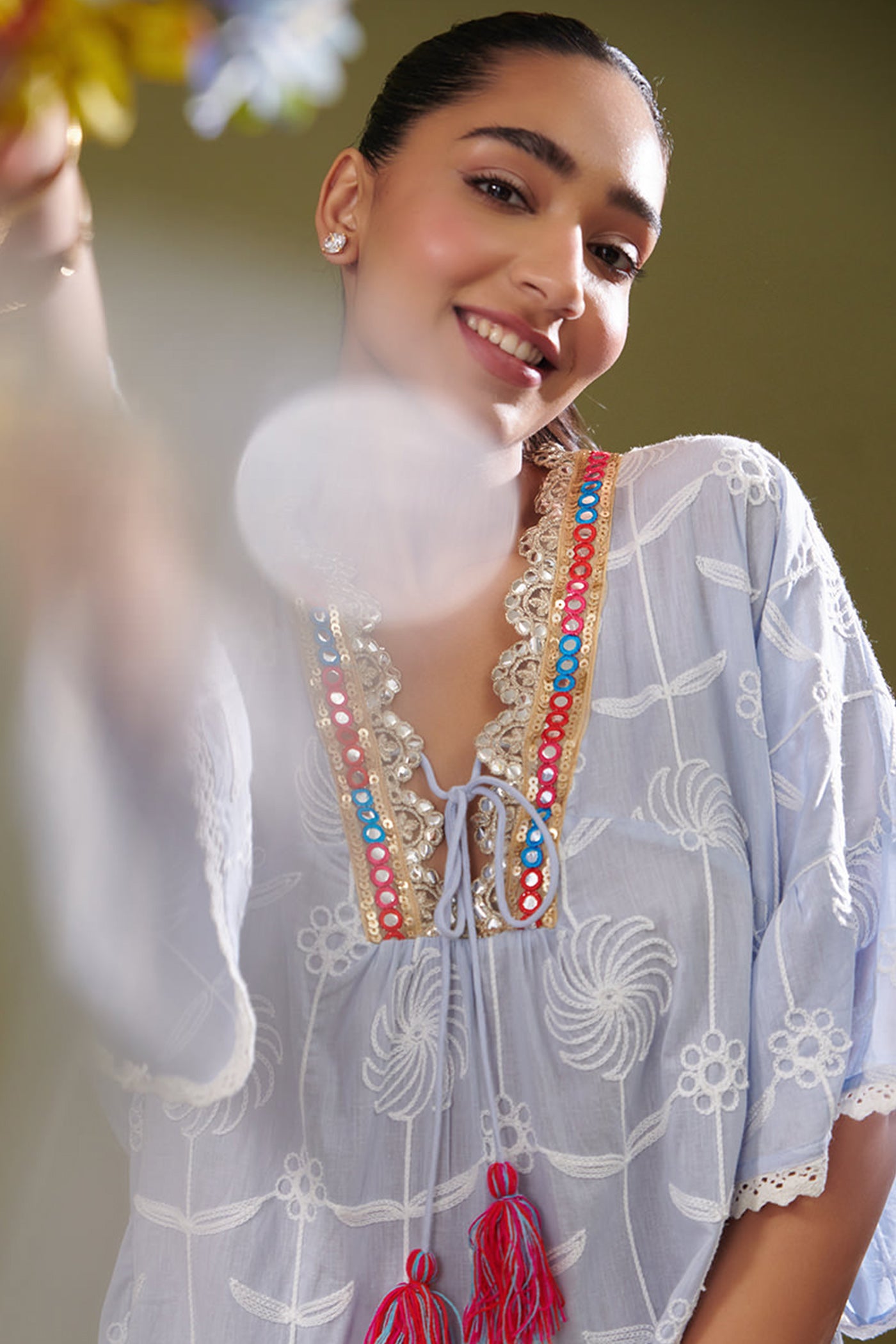 Short Embroidered Boxy Dress