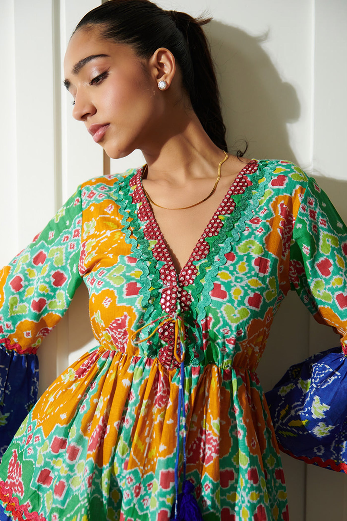 V-Neck Short Embellished Dress