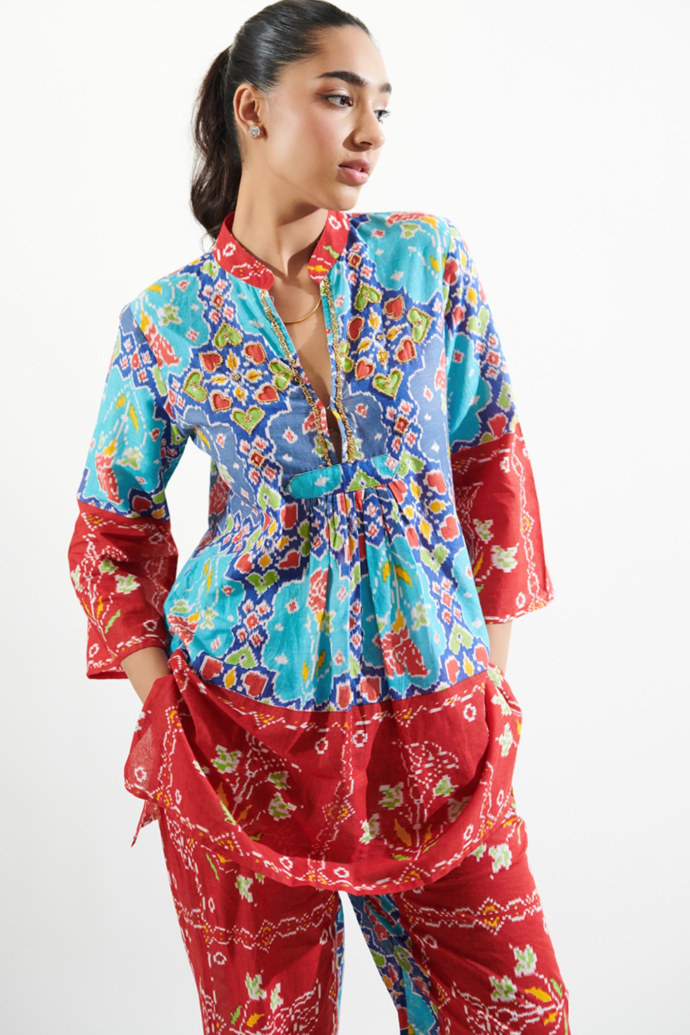 cotton printed top and pant set