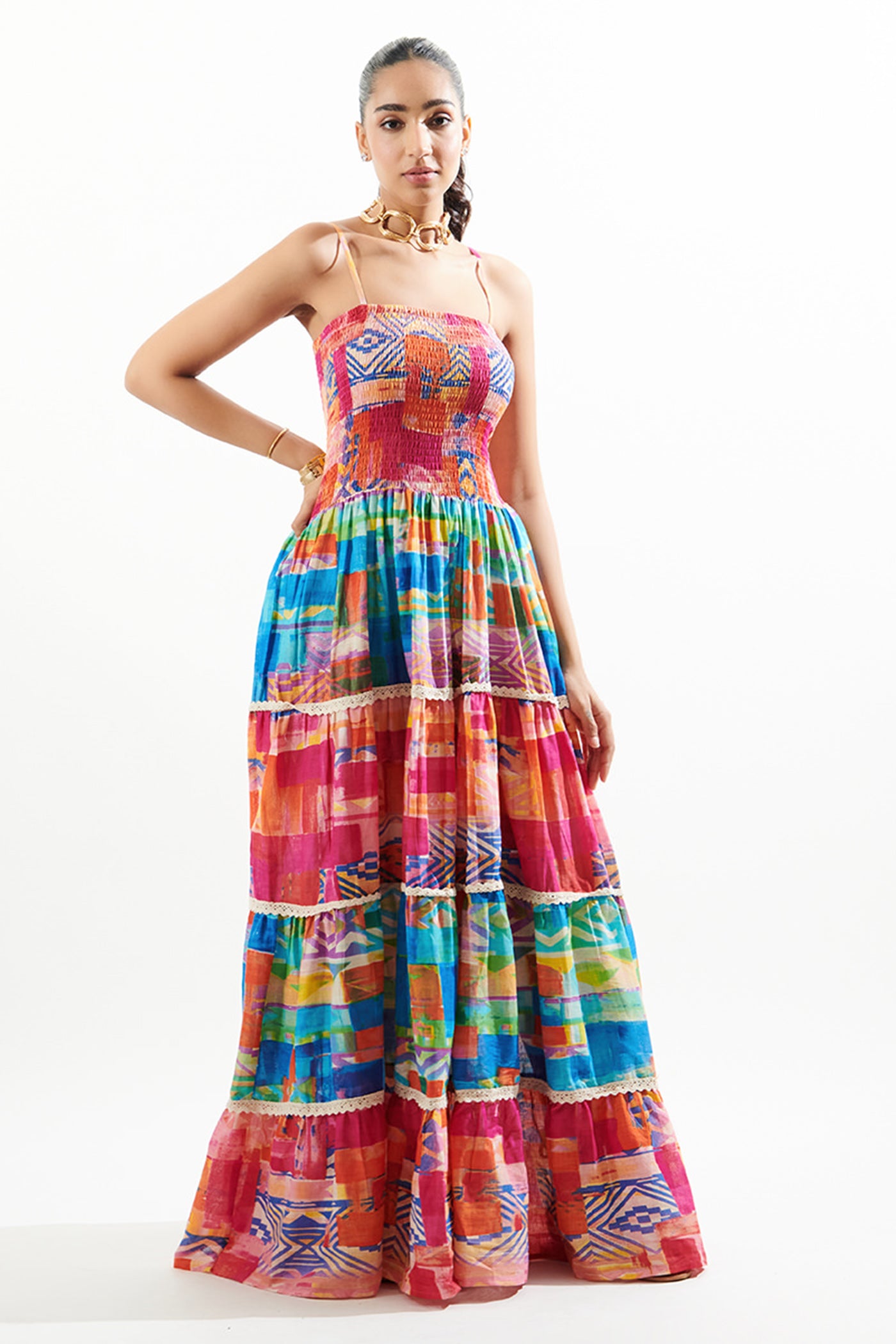 strapy layer long dress
