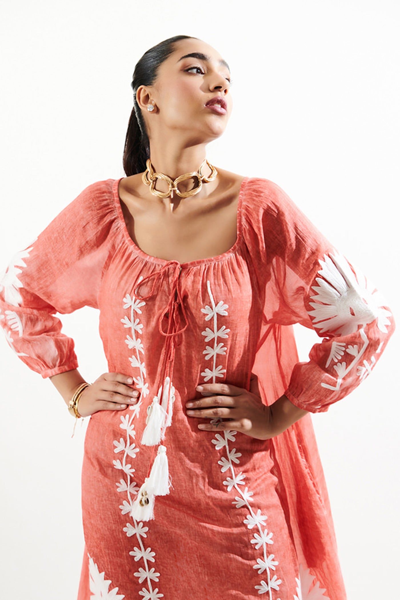 round neck cotton maxi dress