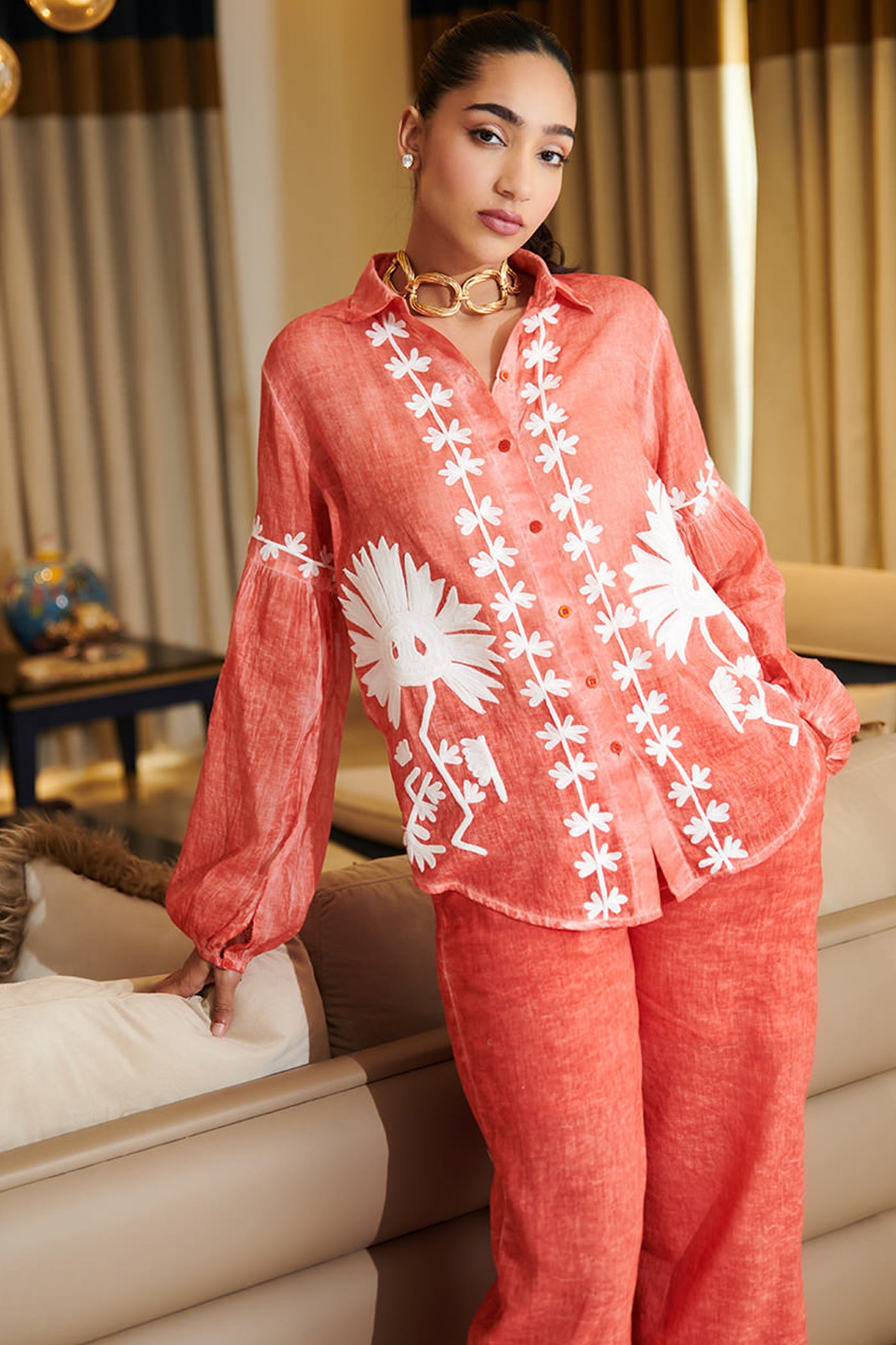 kashida embroidered cord set