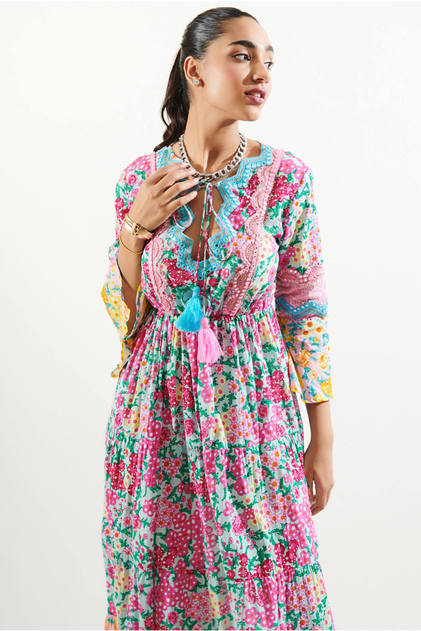 cotton flower printed dress