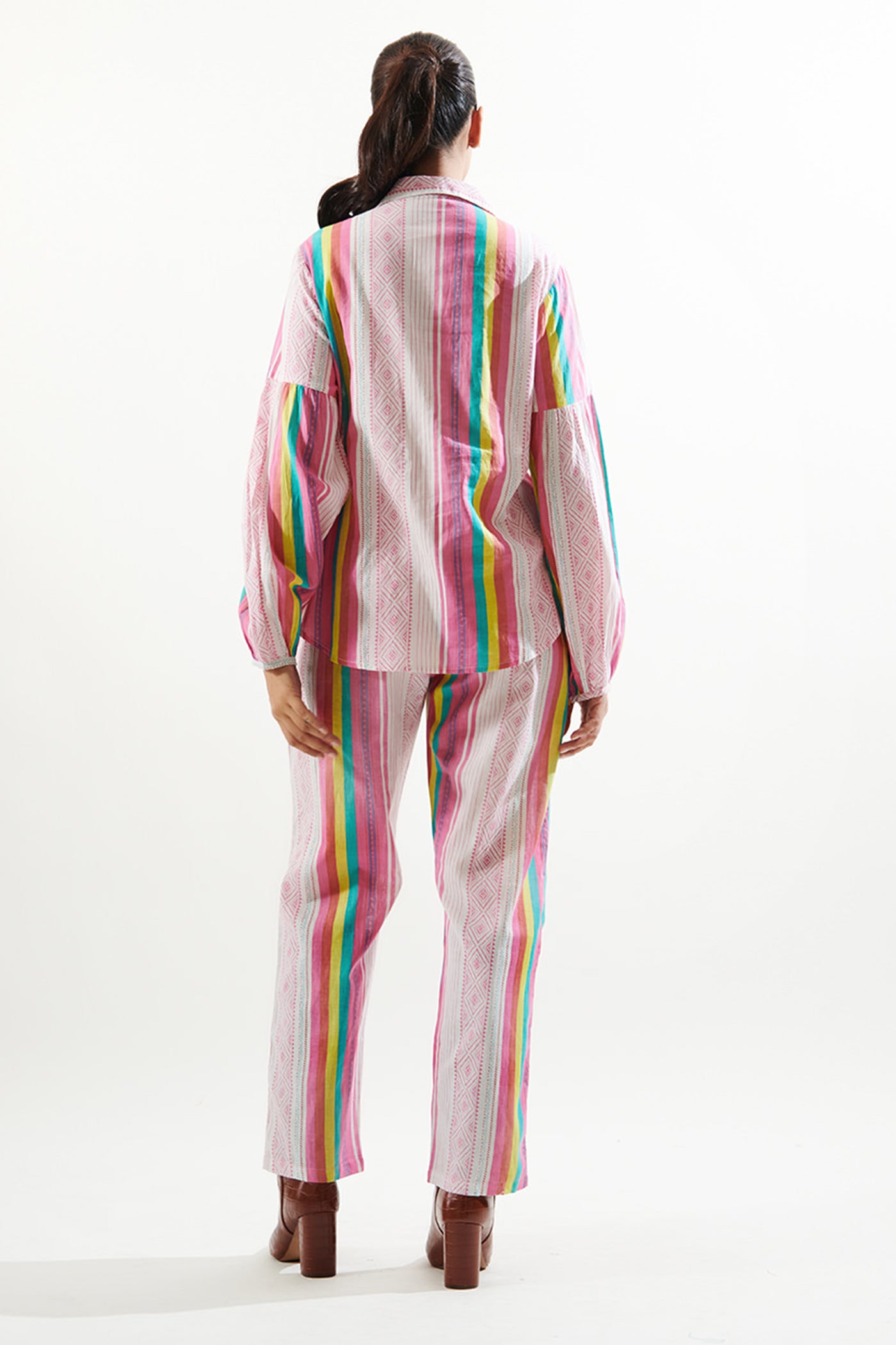 Stripe cotton shirt and pant set