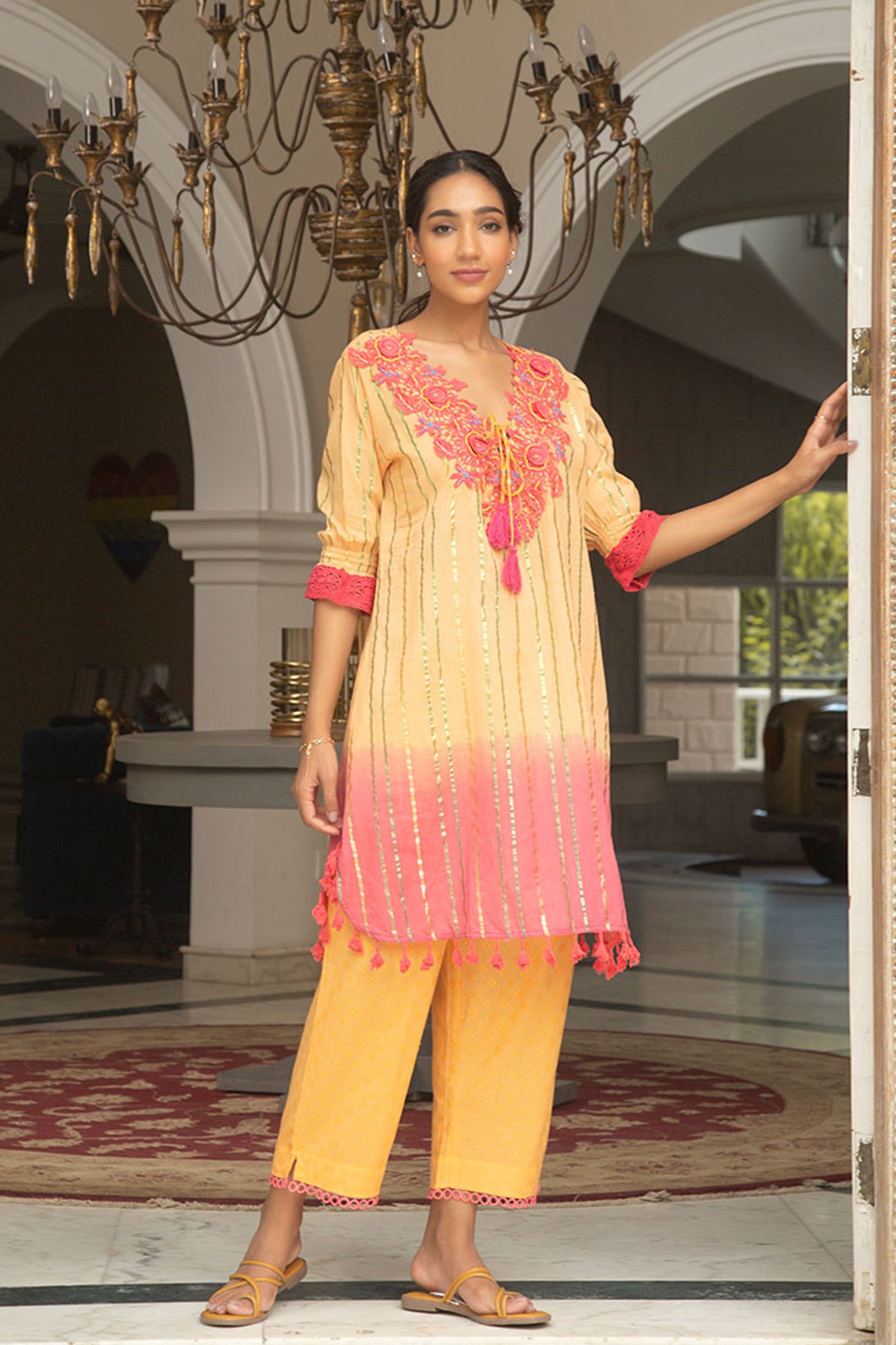 tasseled aline kurta set