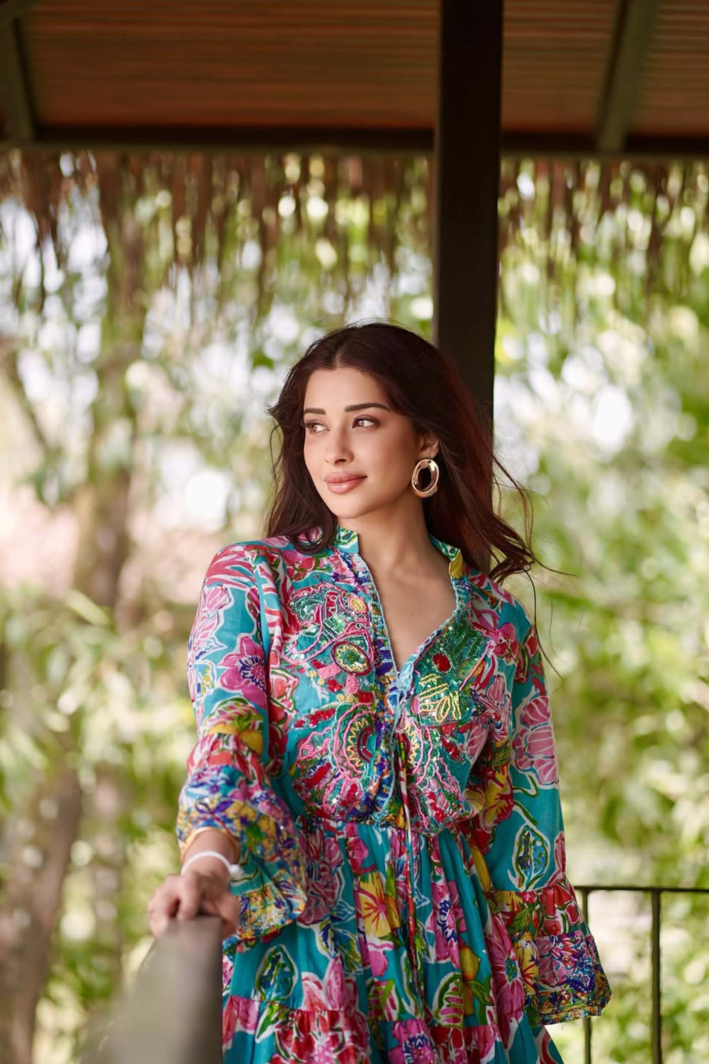 Avika Ghor In Wildflower Whisper Embroidered Mini Dress