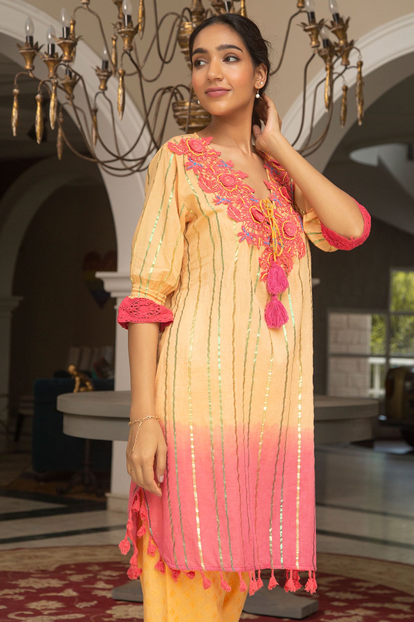 tasseled aline kurta set