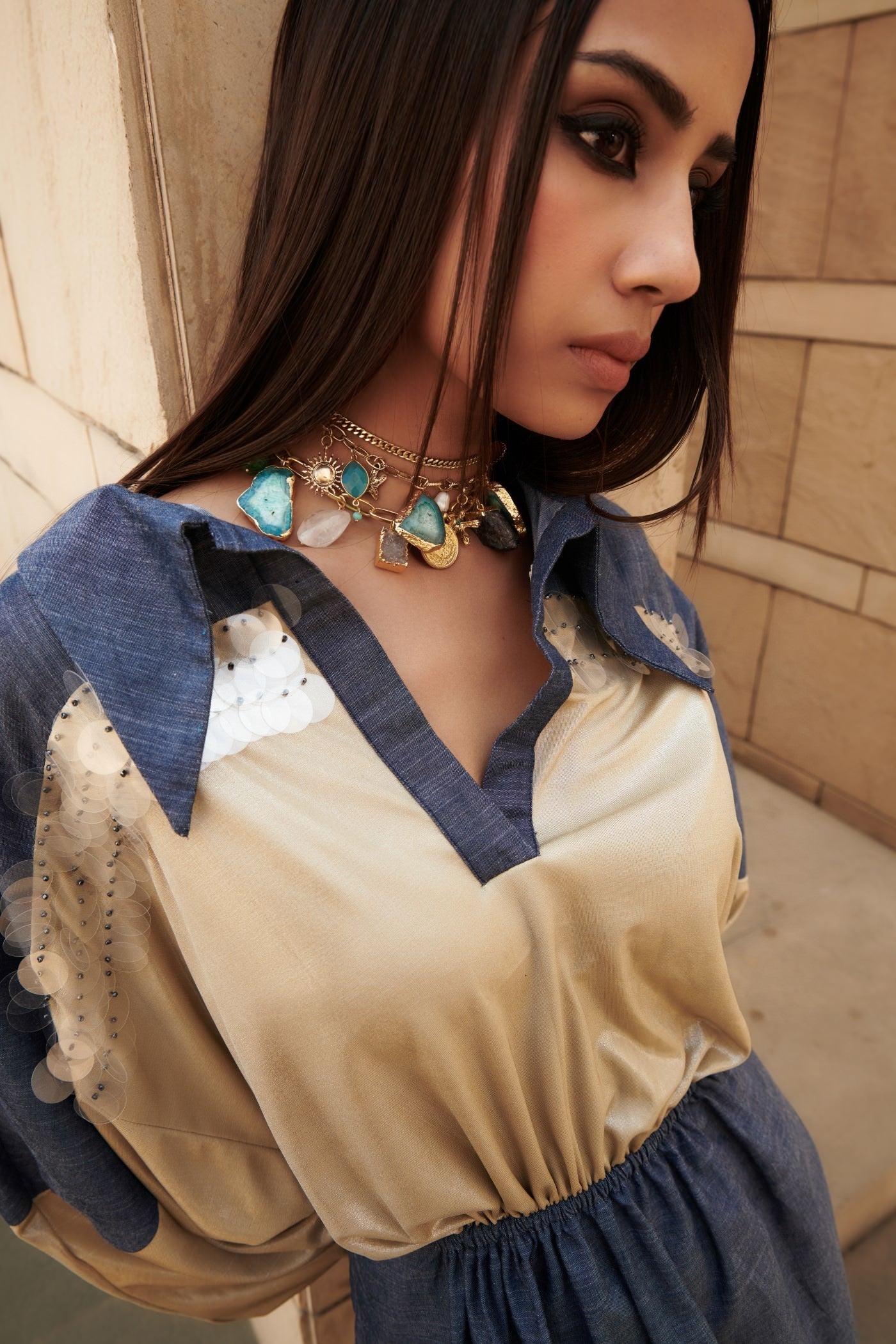 Sonam C Chhabra In Embroidered Drop Shoulder Mini Dress