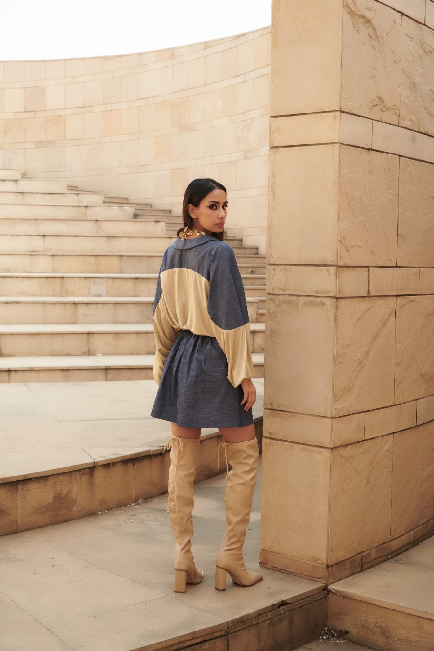 Sonam C Chhabra In Embroidered Drop Shoulder Mini Dress