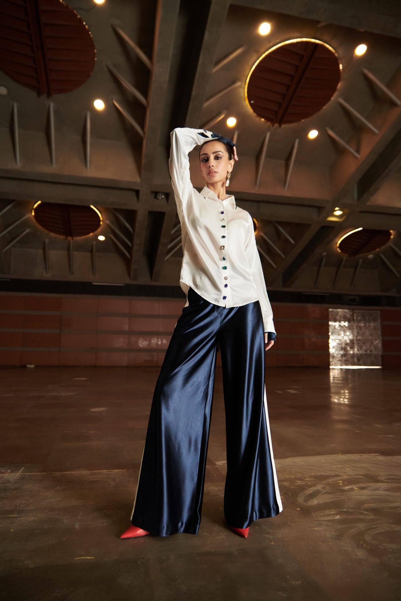 Alan Wide Leg Pants (White)