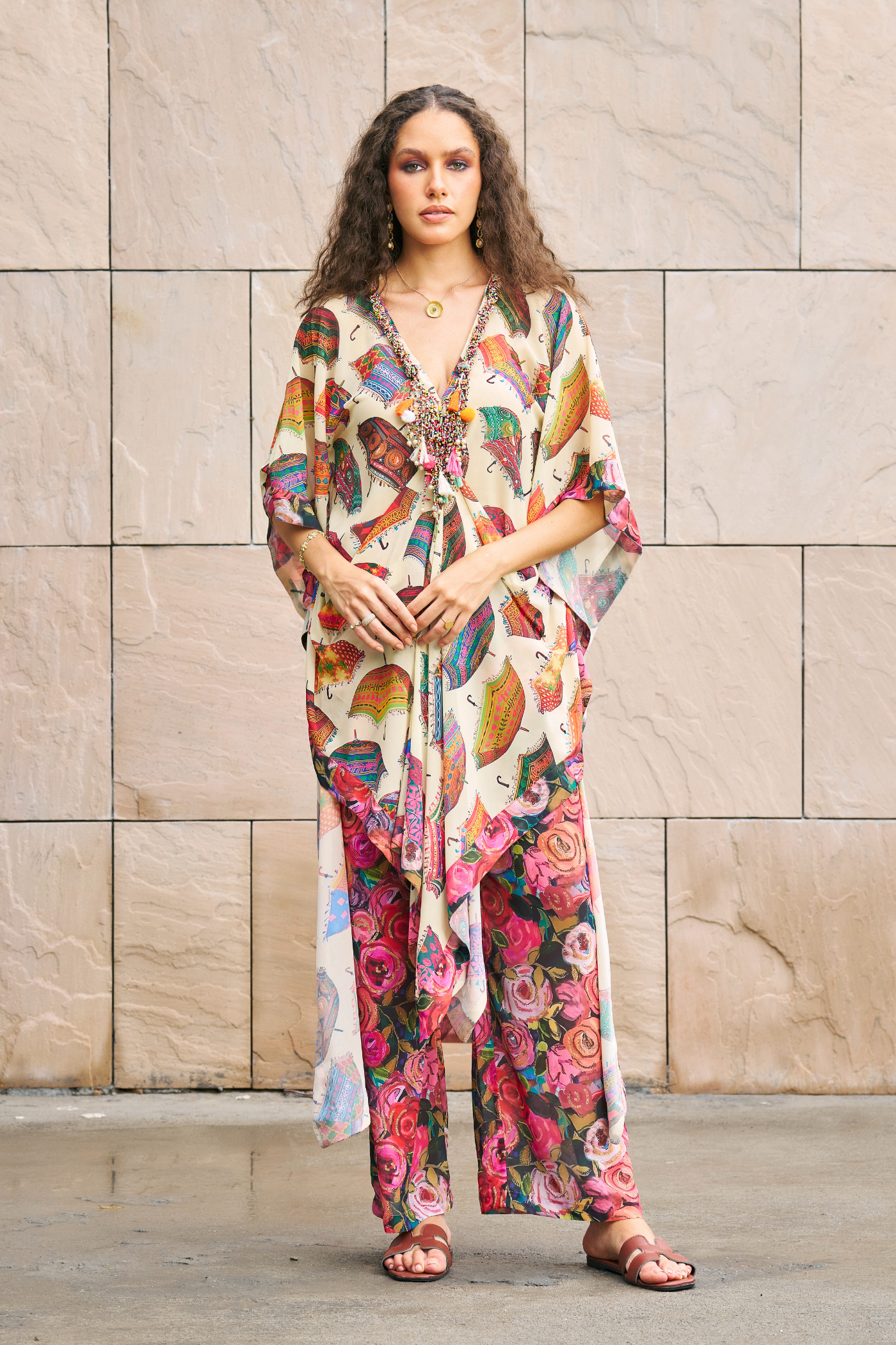 Umbrella Printed Kaftan With Pants