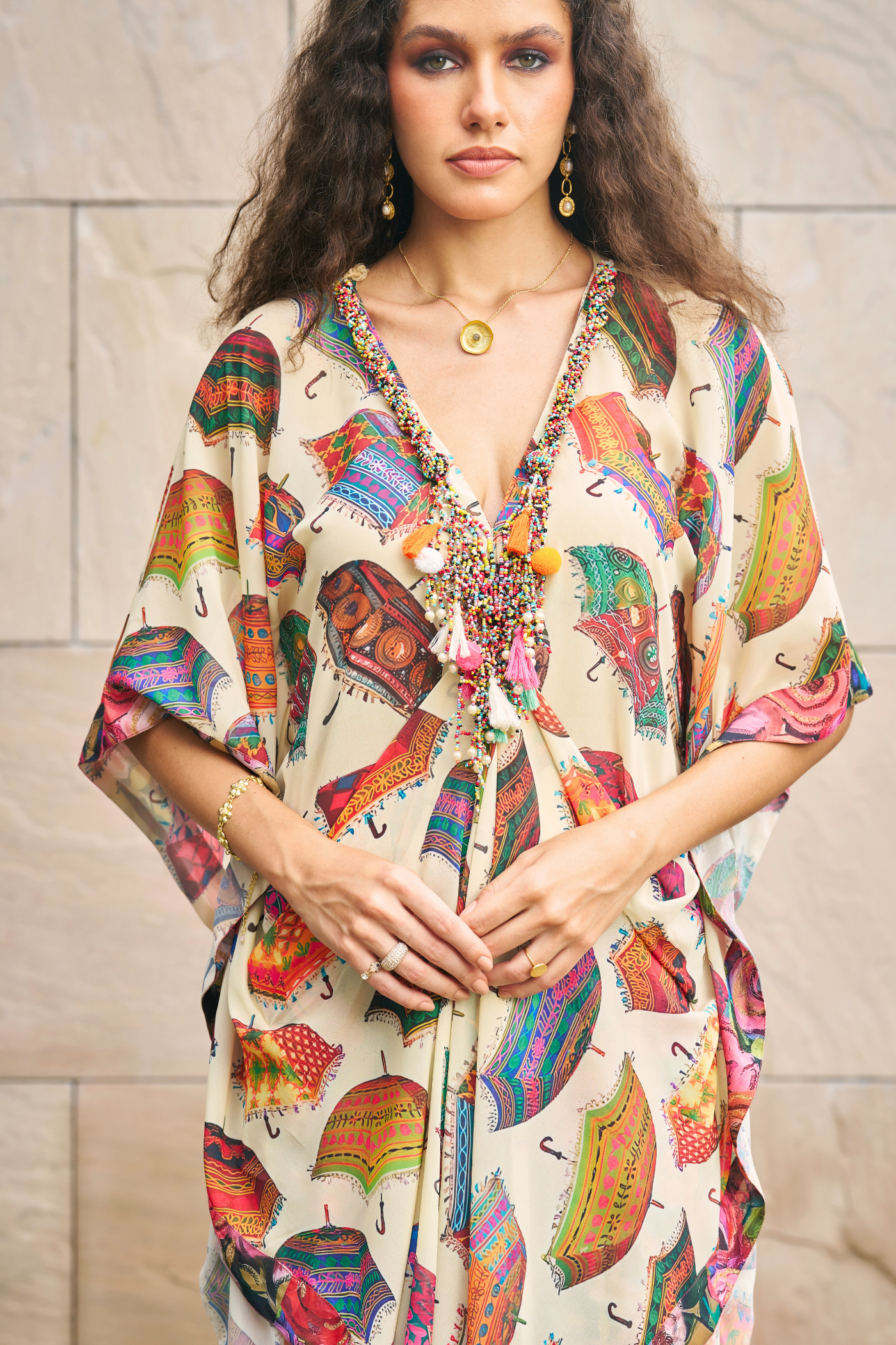 Umbrella Printed Kaftan With Pants