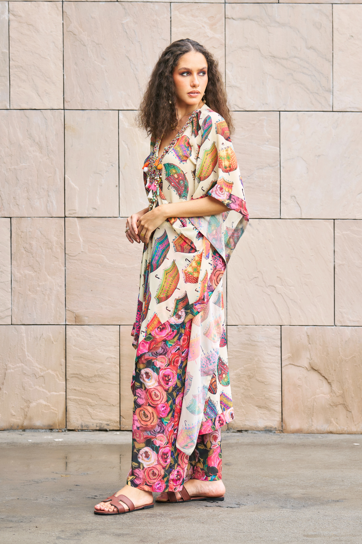 Umbrella Printed Kaftan With Pants